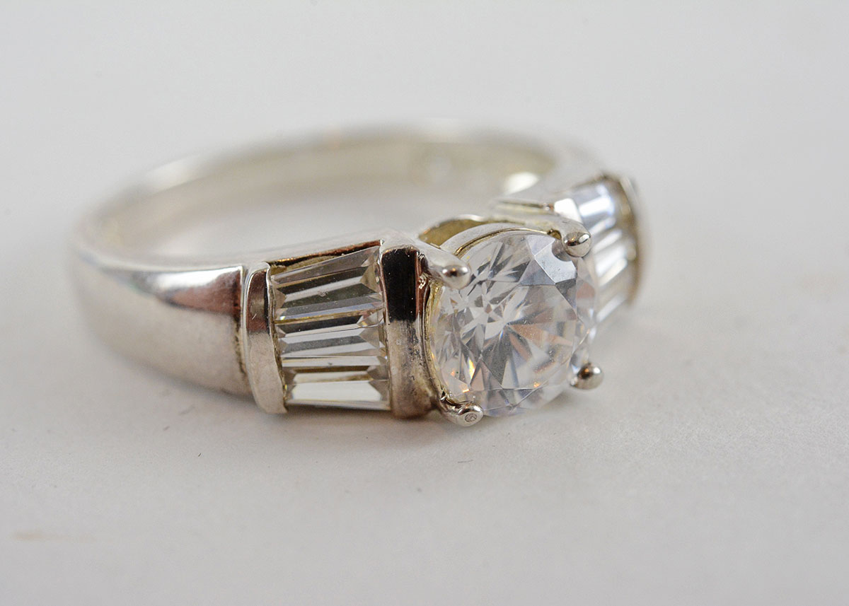 Sterling Silver and Cubic Zirconia Engagement Ring