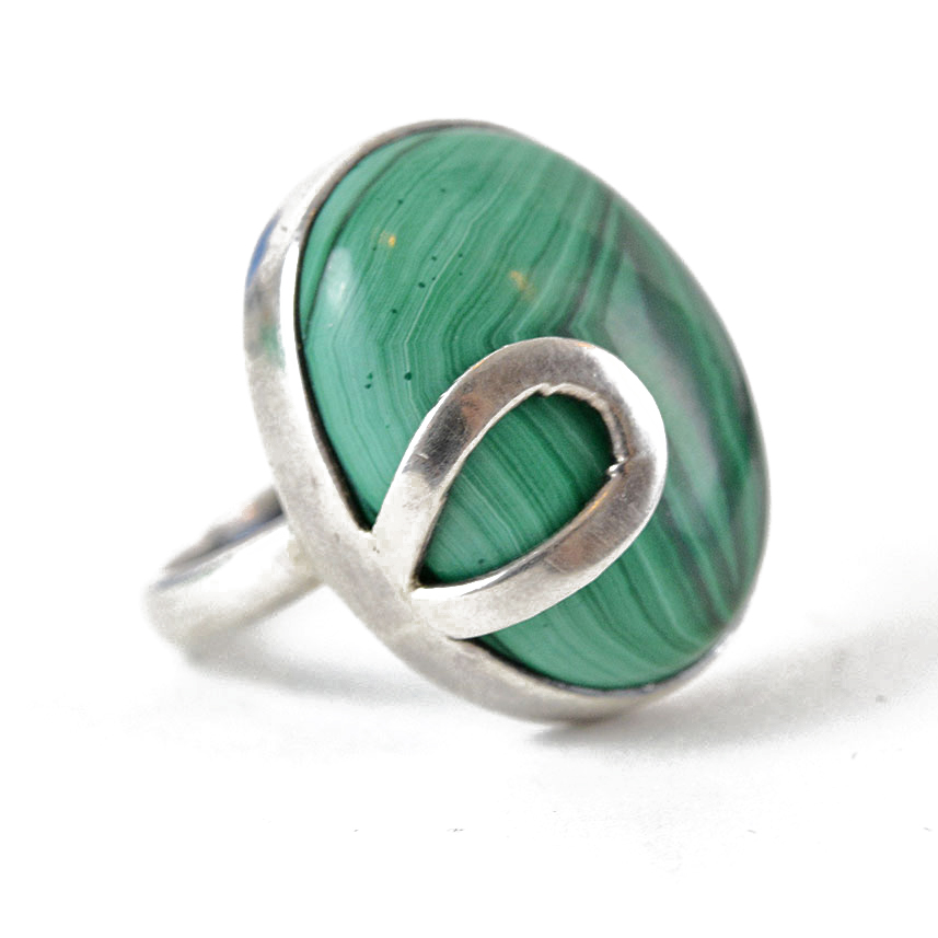 Sterling Silver and Malachite Ring