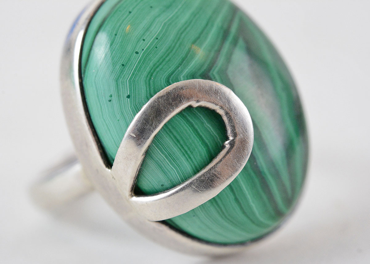 Sterling Silver and Malachite Ring
