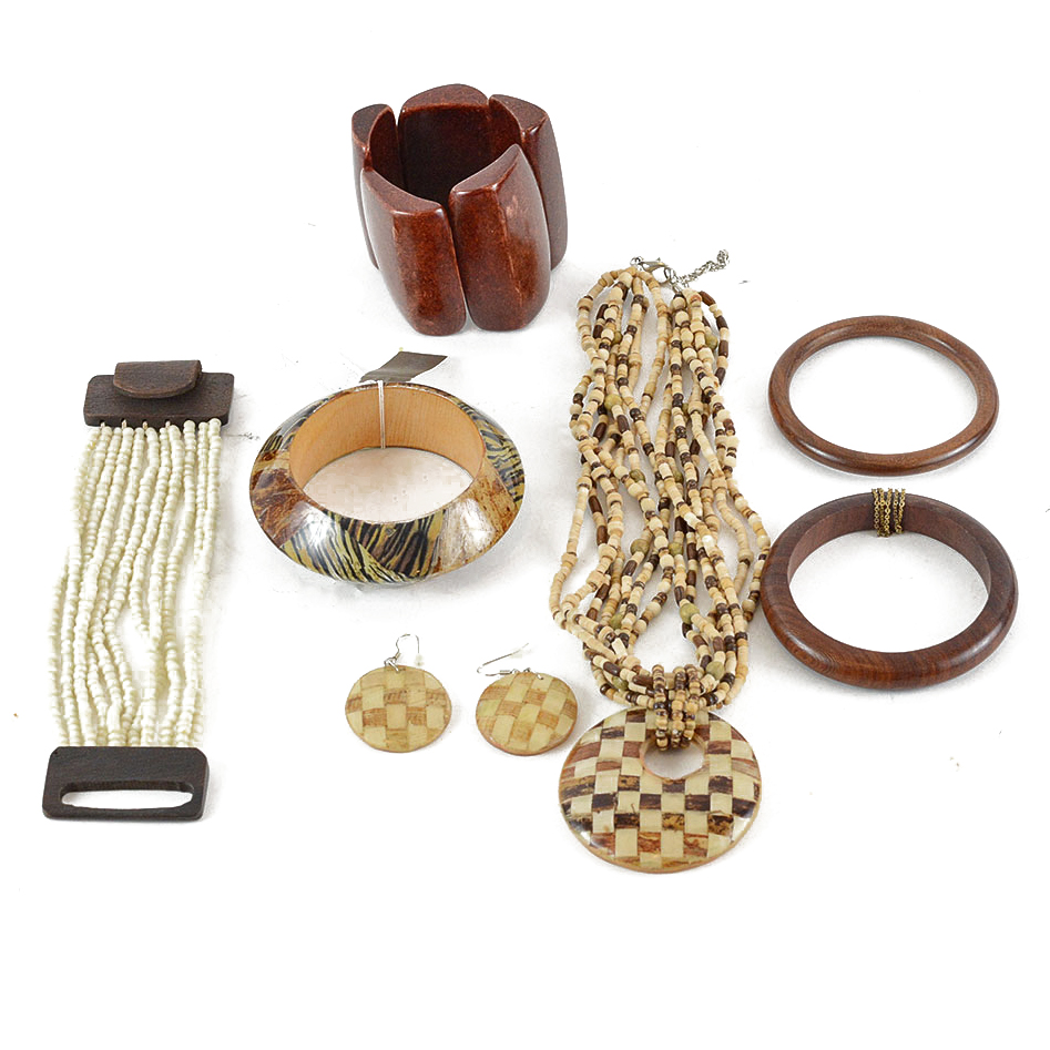 Assorted Wooden and Tribal Style Jewelry