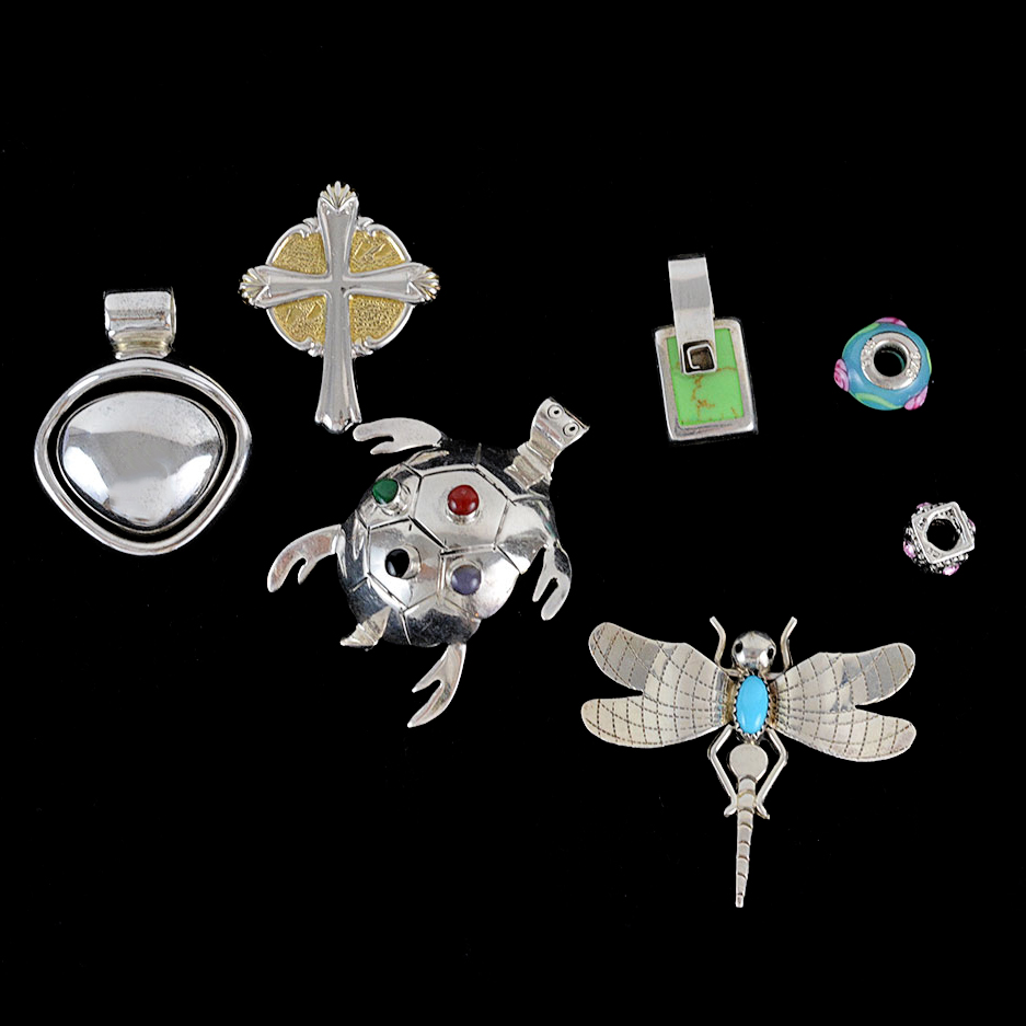 Sterling Silver Slides, Pendants, and Pins