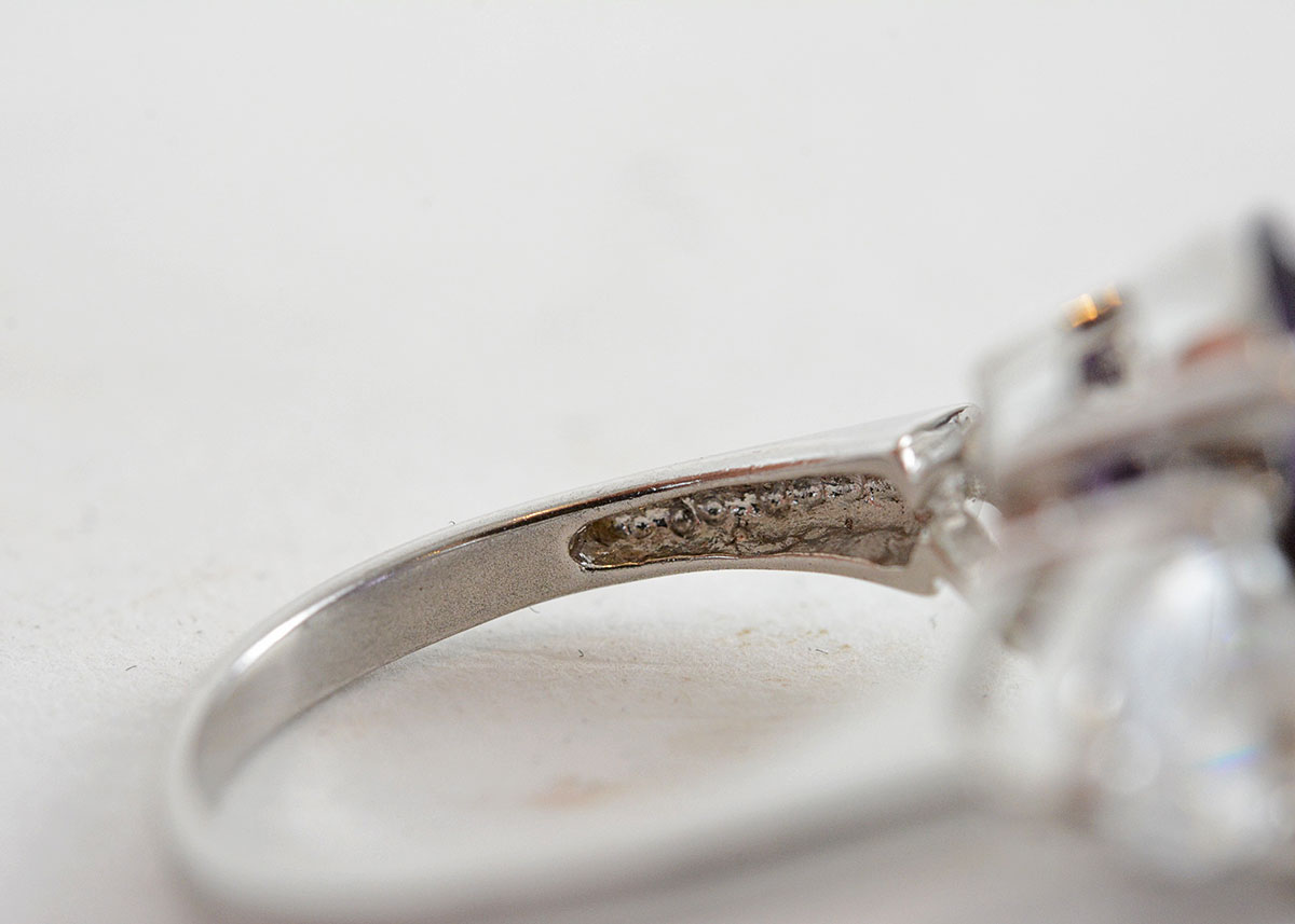 Sterling Silver, Amethyst , and Cubic Zirconia Cocktail Ring