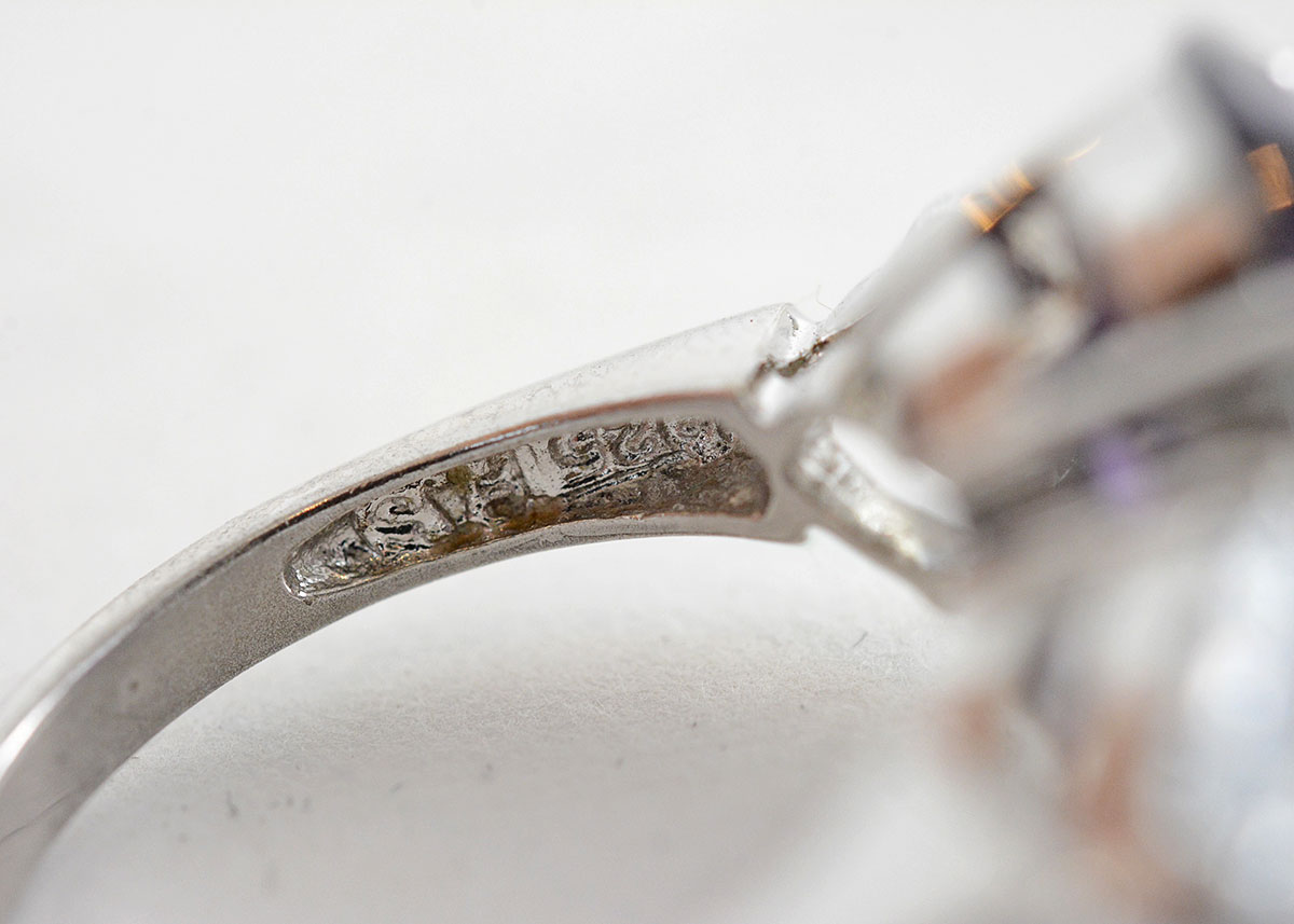 Sterling Silver, Amethyst , and Cubic Zirconia Cocktail Ring