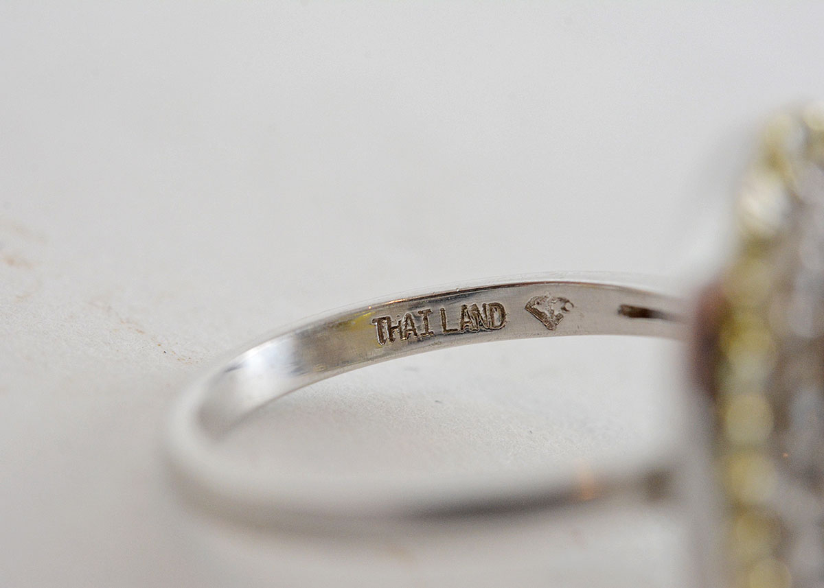 White and Yellow Cubic Zirconia and Sterling Silver Ring