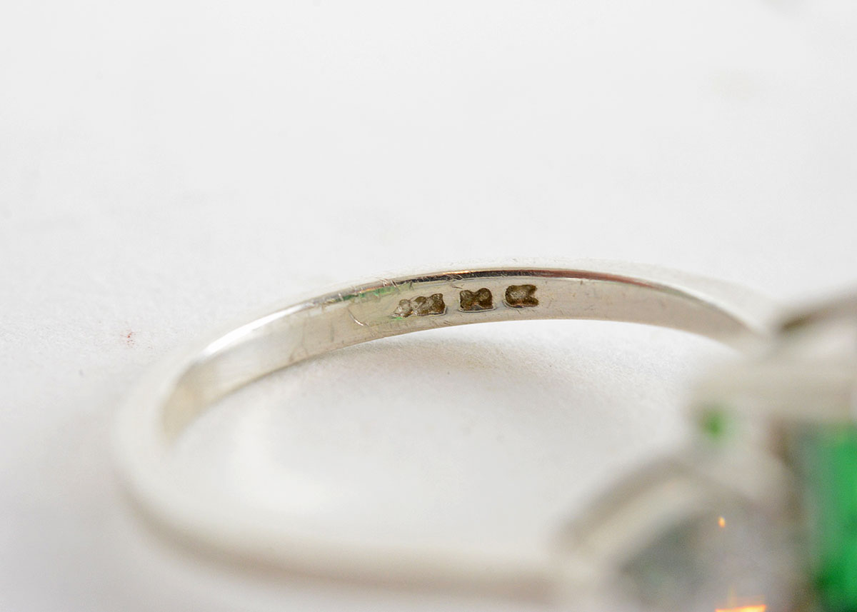 Sterling Silver and Green Cubic Zirconia Cocktail Ring