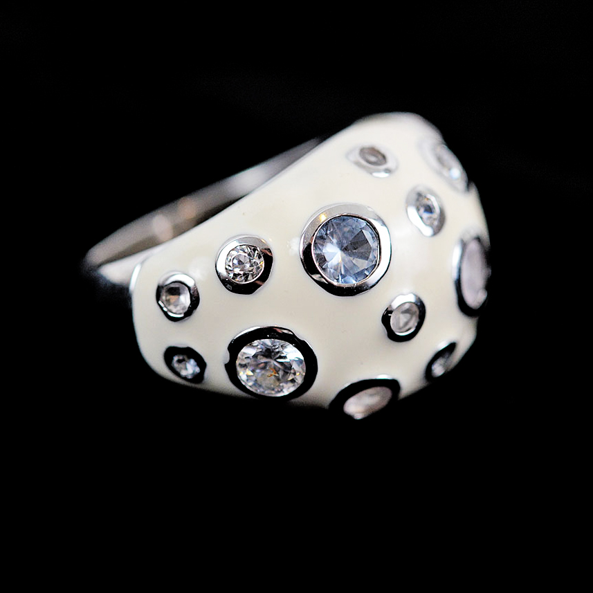 Sterling Silver and Enamel Dome Ring
