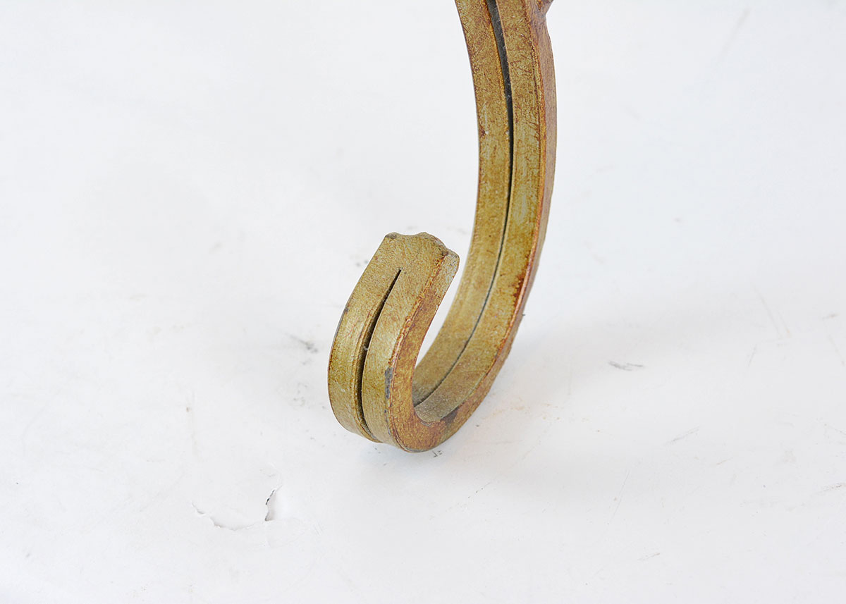 Glass Top Demilune Table with Brass Tone Metal Base