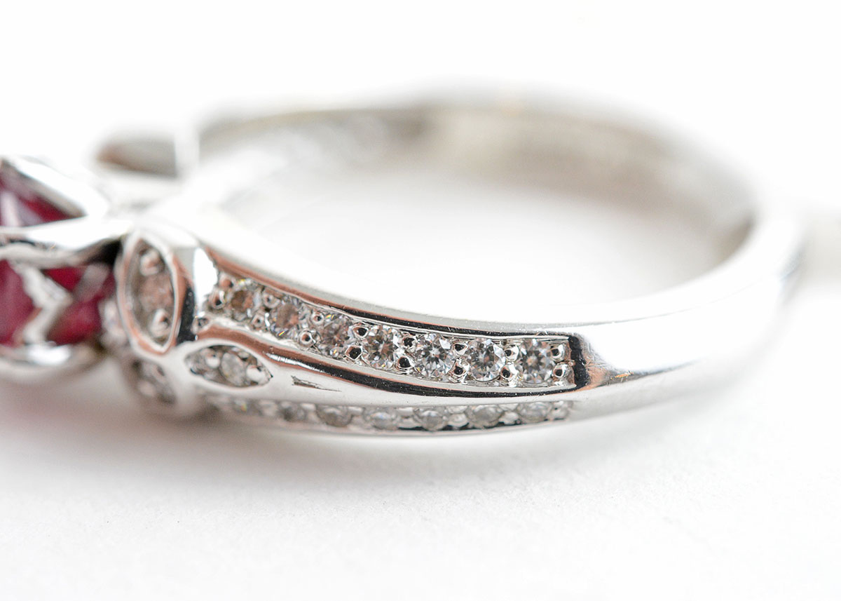 14K White Gold Ruby and Diamond Ring