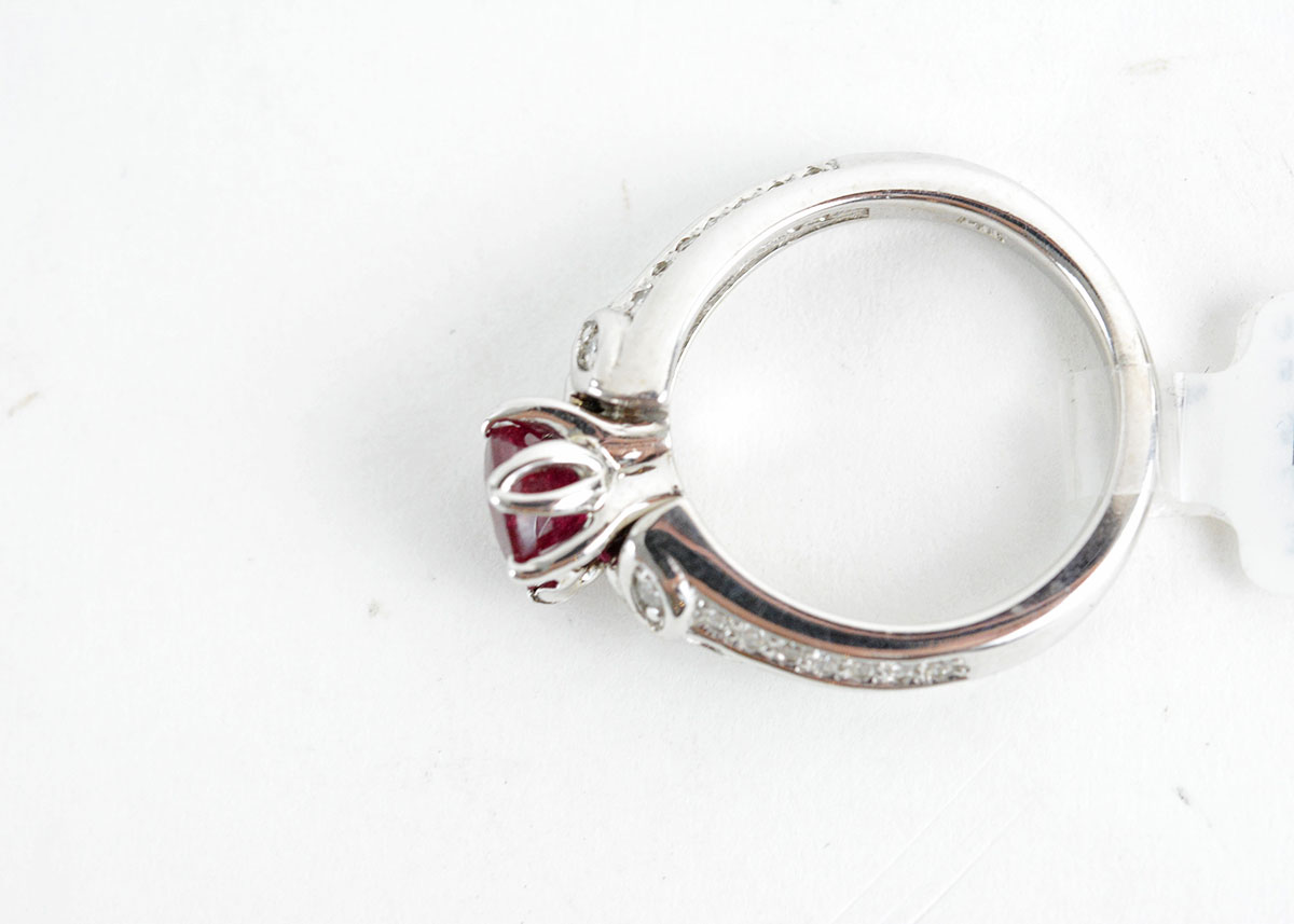 14K White Gold Ruby and Diamond Ring