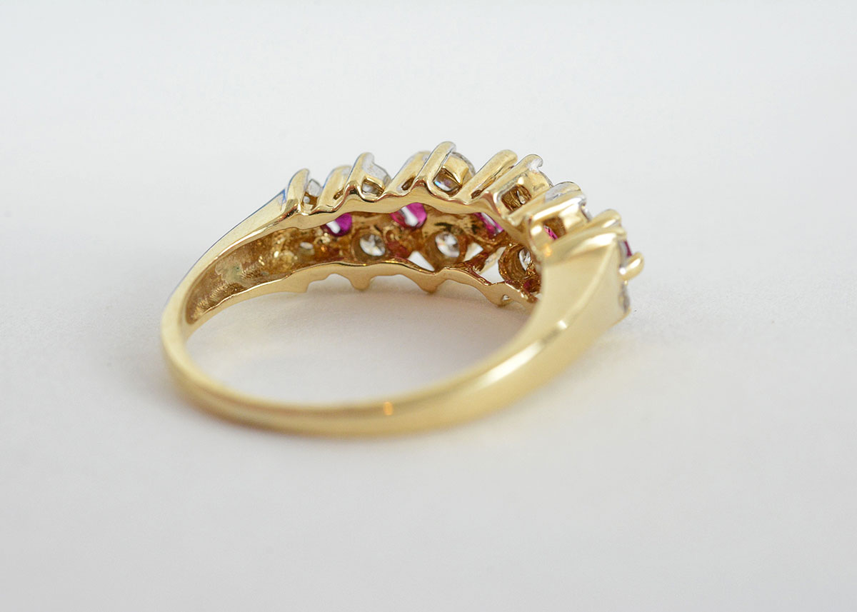 14K Yellow Gold Ruby and Diamond Band