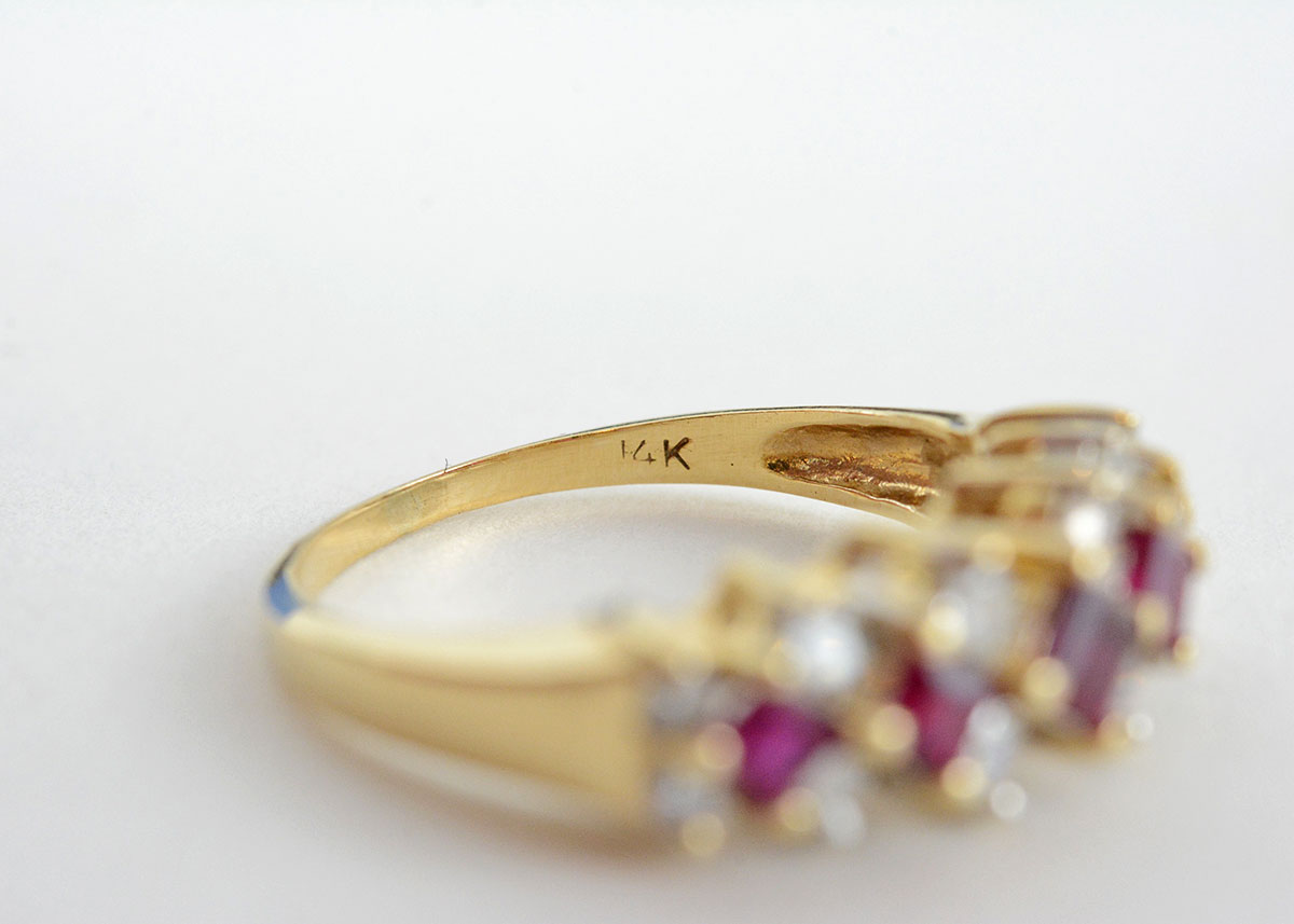 14K Yellow Gold Ruby and Diamond Band
