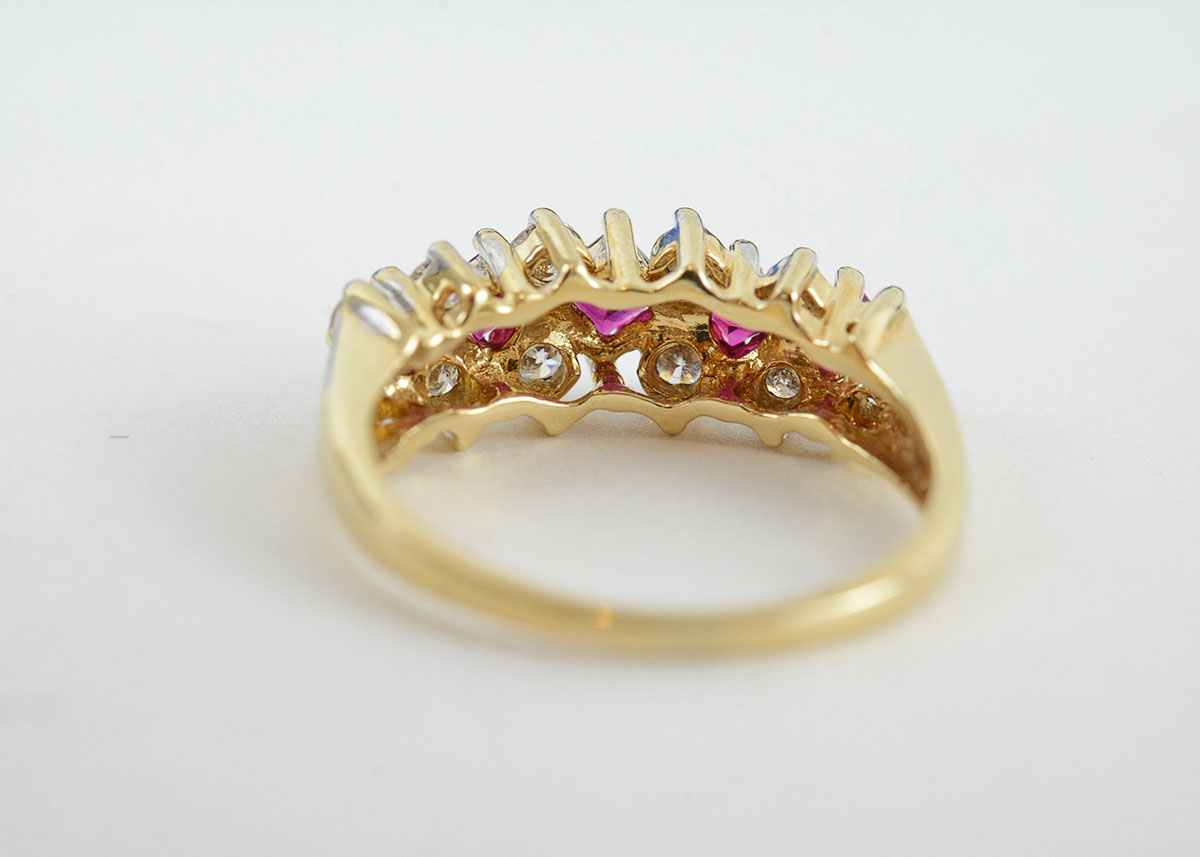14K Yellow Gold Ruby and Diamond Band