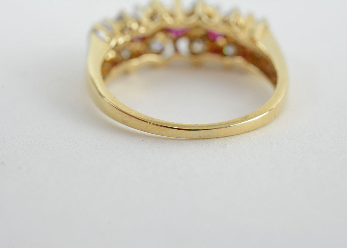 14K Yellow Gold Ruby and Diamond Band