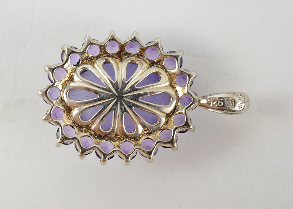 Sterling Silver Amethyst and Lavender Jade Pendant