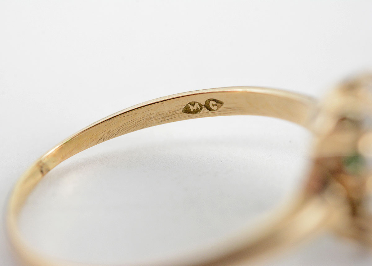 14K Yellow Gold Emerald and Diamond Ring