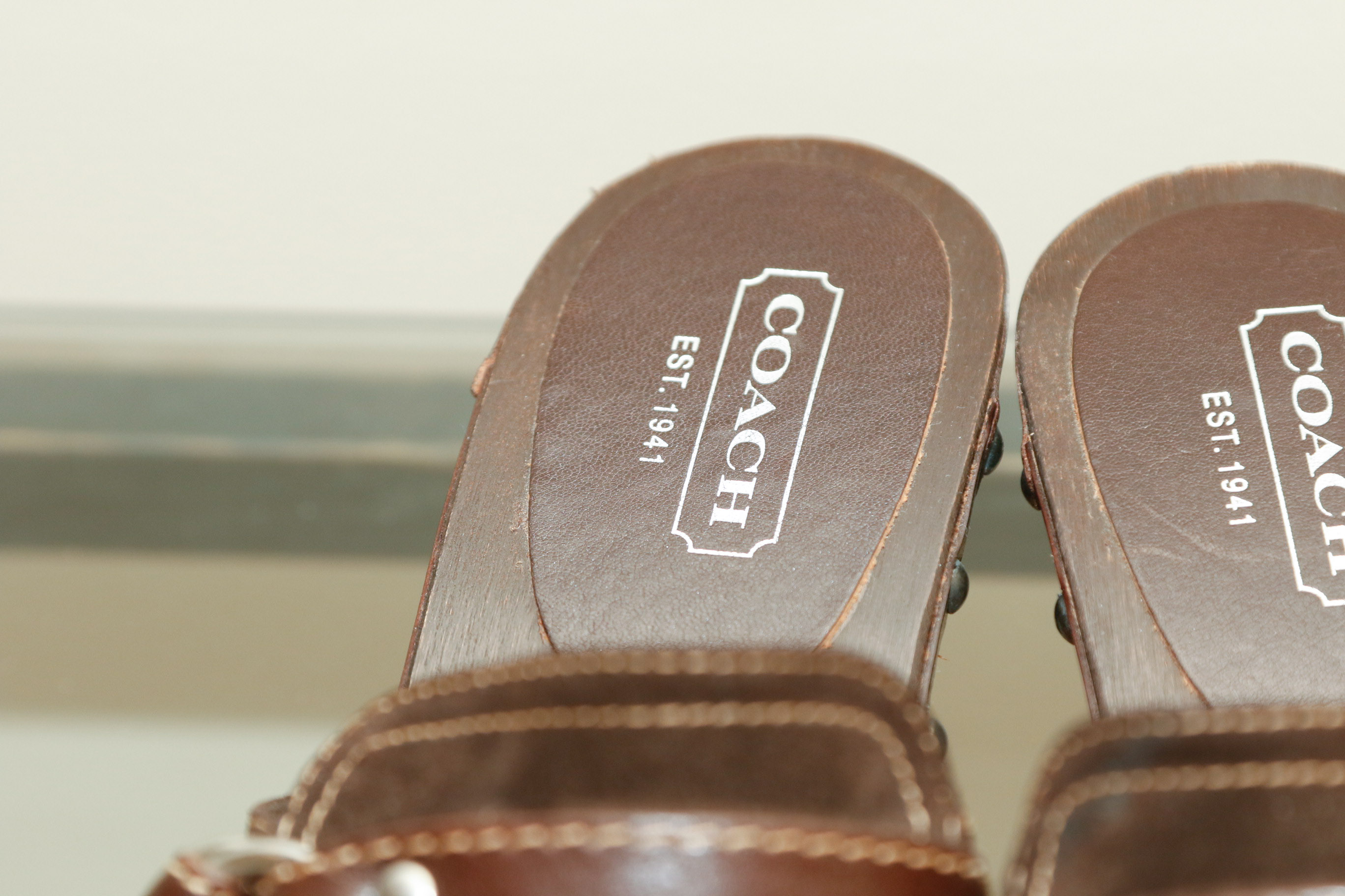 Coach Raina Brown Suede Mules, Size 9.5