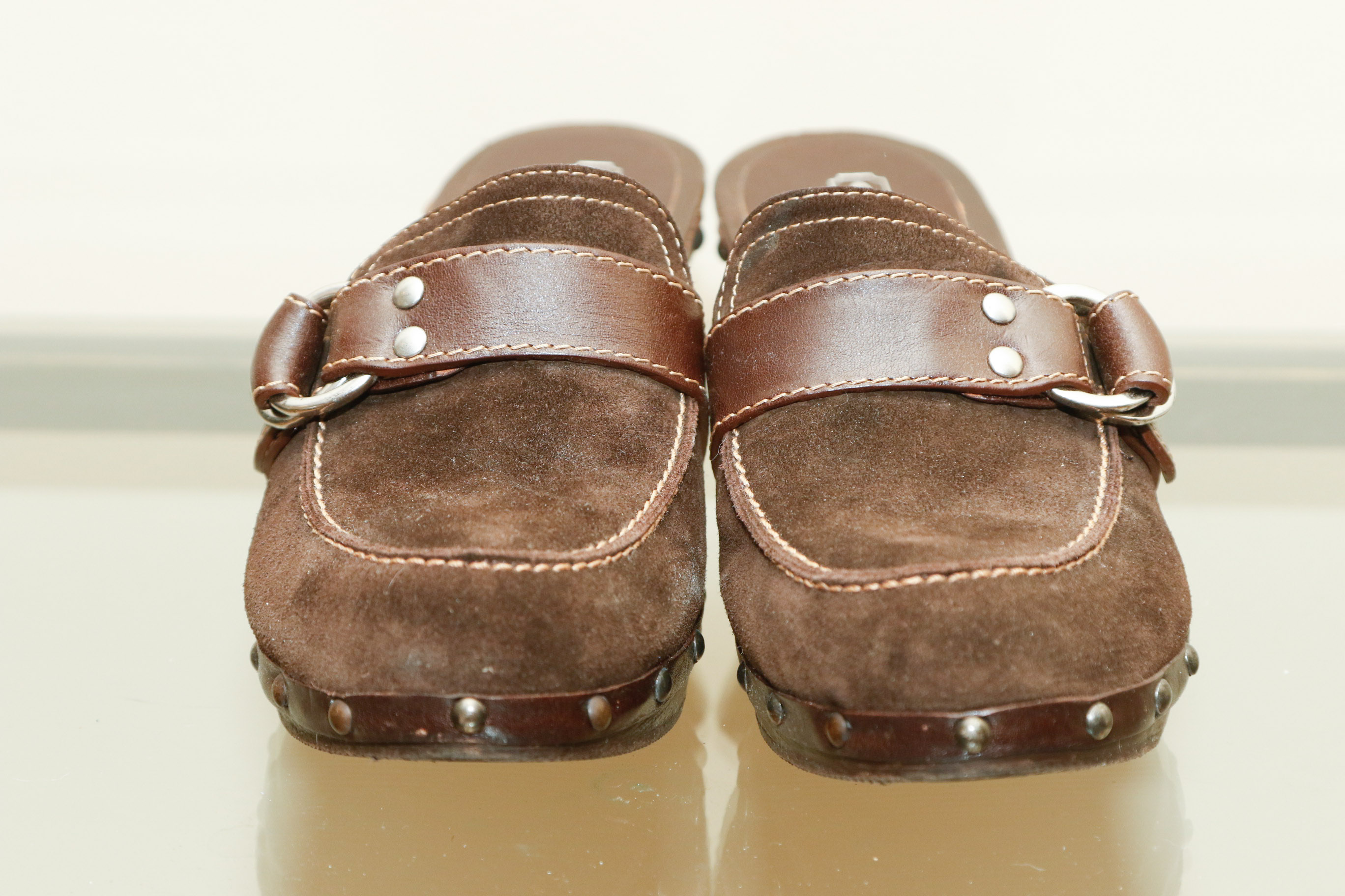 Coach Raina Brown Suede Mules, Size 9.5