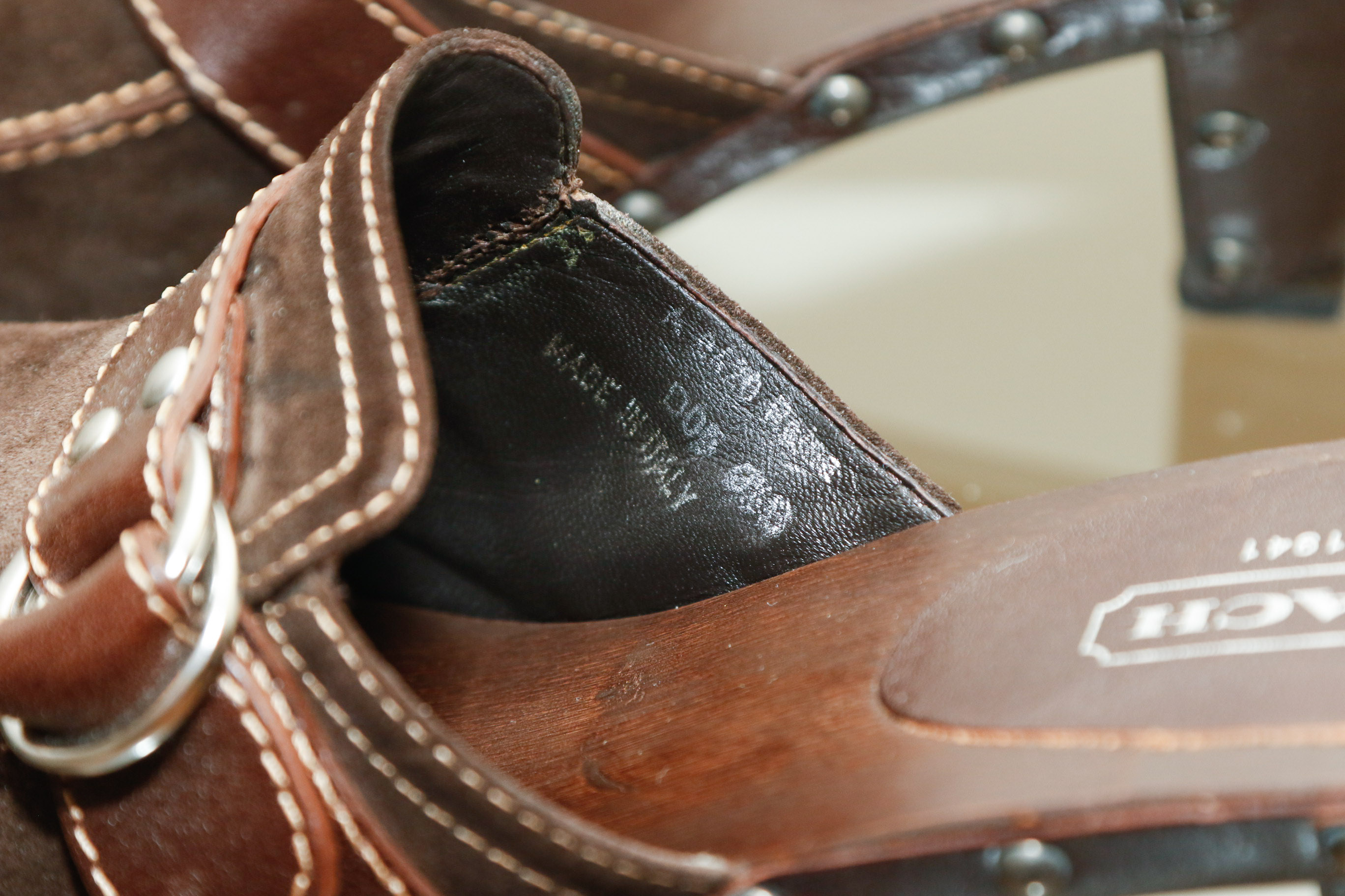 Coach Raina Brown Suede Mules, Size 9.5