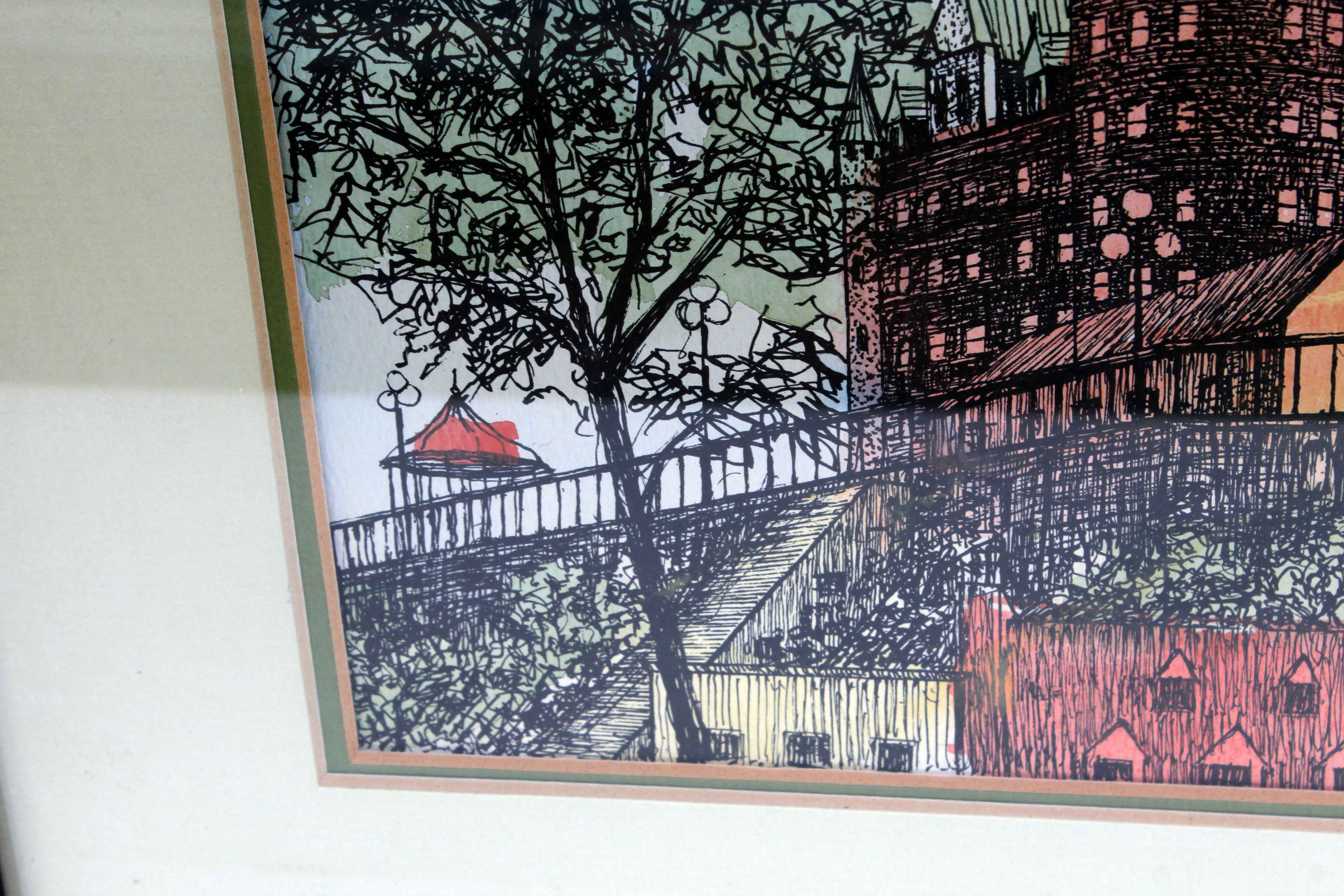 Hand Tinted Lithograph of Chateau Frontenac Quebec City