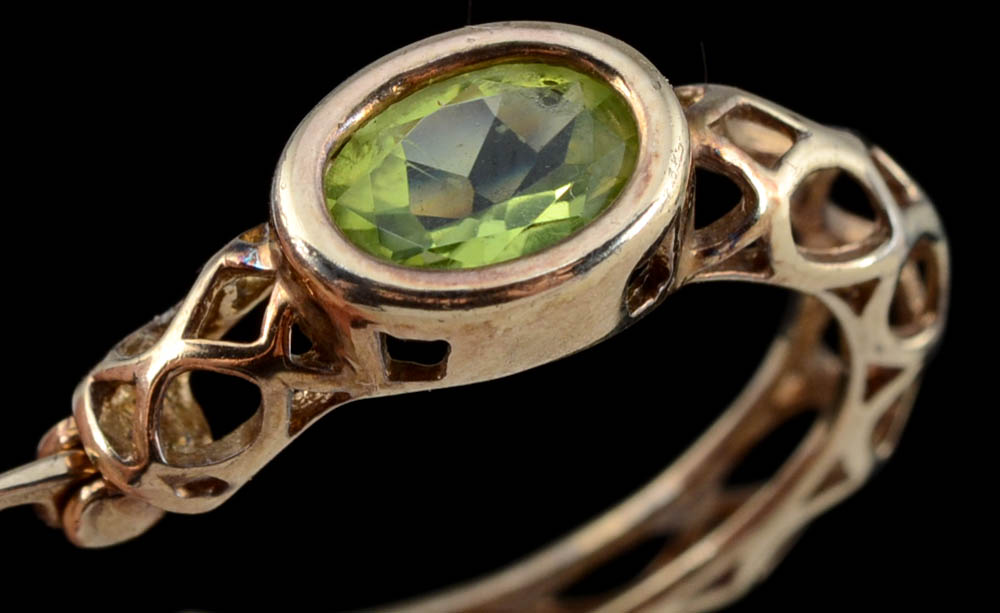 Sterling Silver Vermeil Openwork Peridot Hoop Earrings