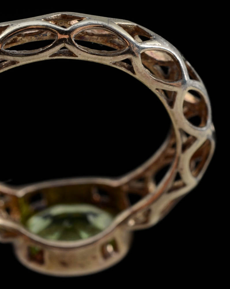 Sterling Silver Vermeil Openwork Peridot Hoop Earrings
