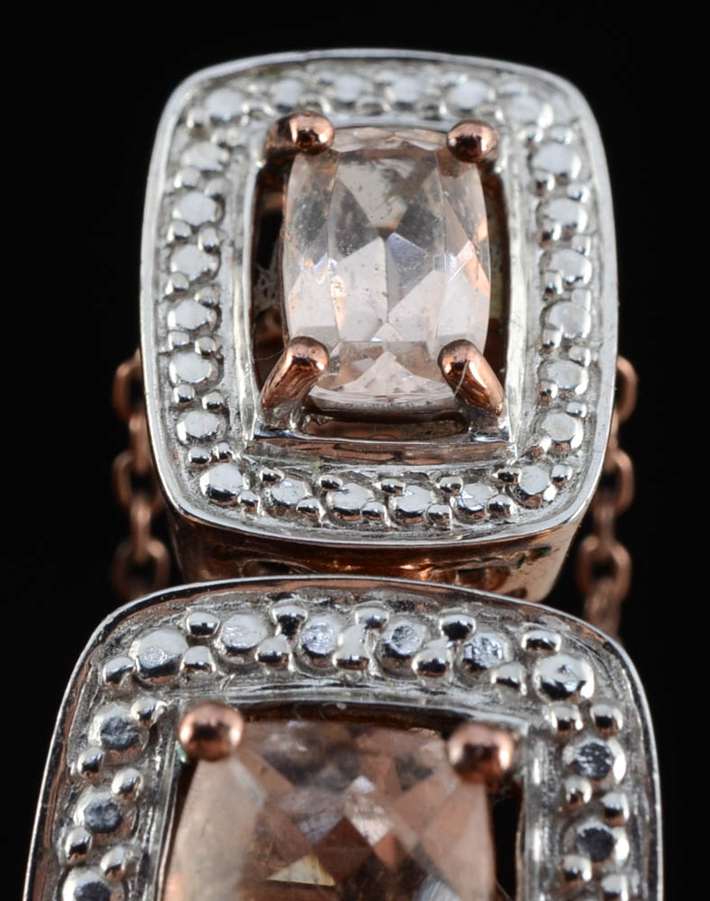 Yurman Style Sterling Silver with Rose Vermeil Morganite Necklace