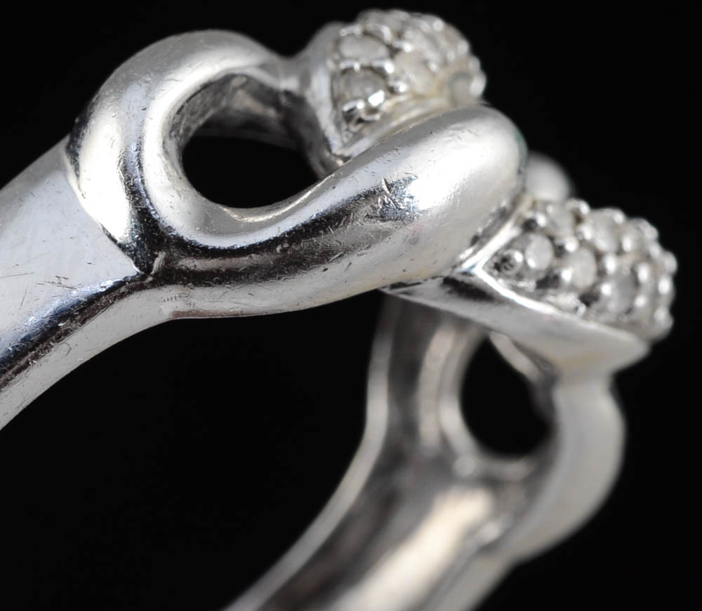 Sterling Silver and Diamond Link Ring