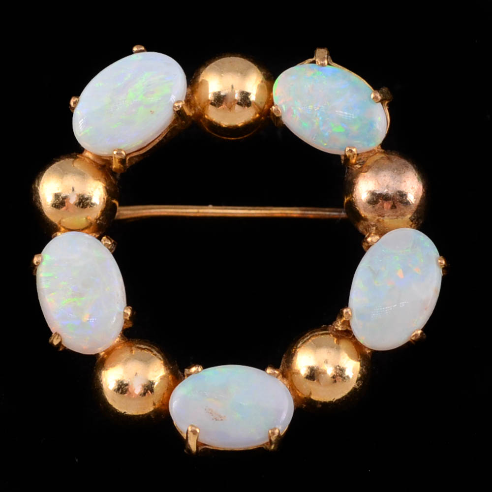 Gold Filled Opal Brooch