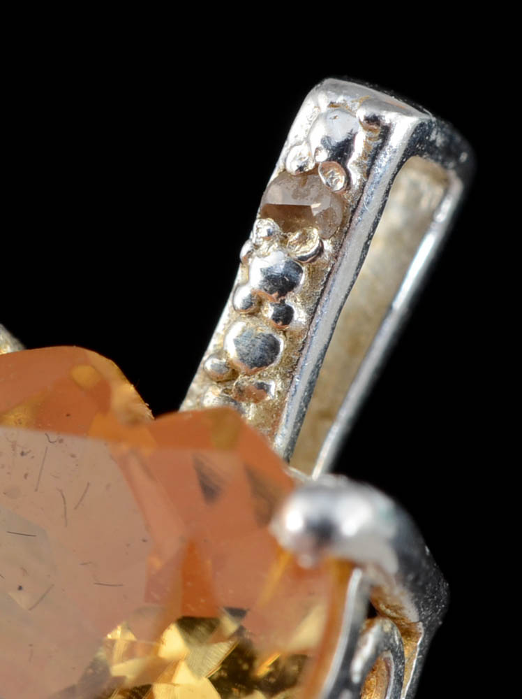 Sterling Silver Citrine Heart Shaped Pendant