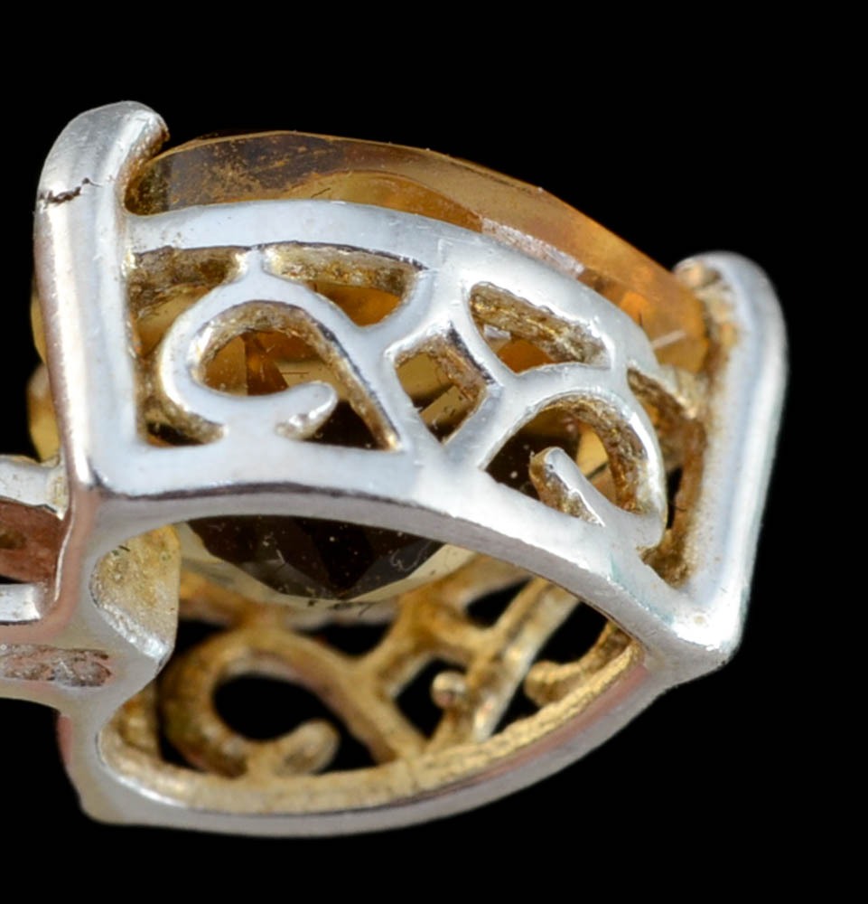 Sterling Silver Citrine Heart Shaped Pendant