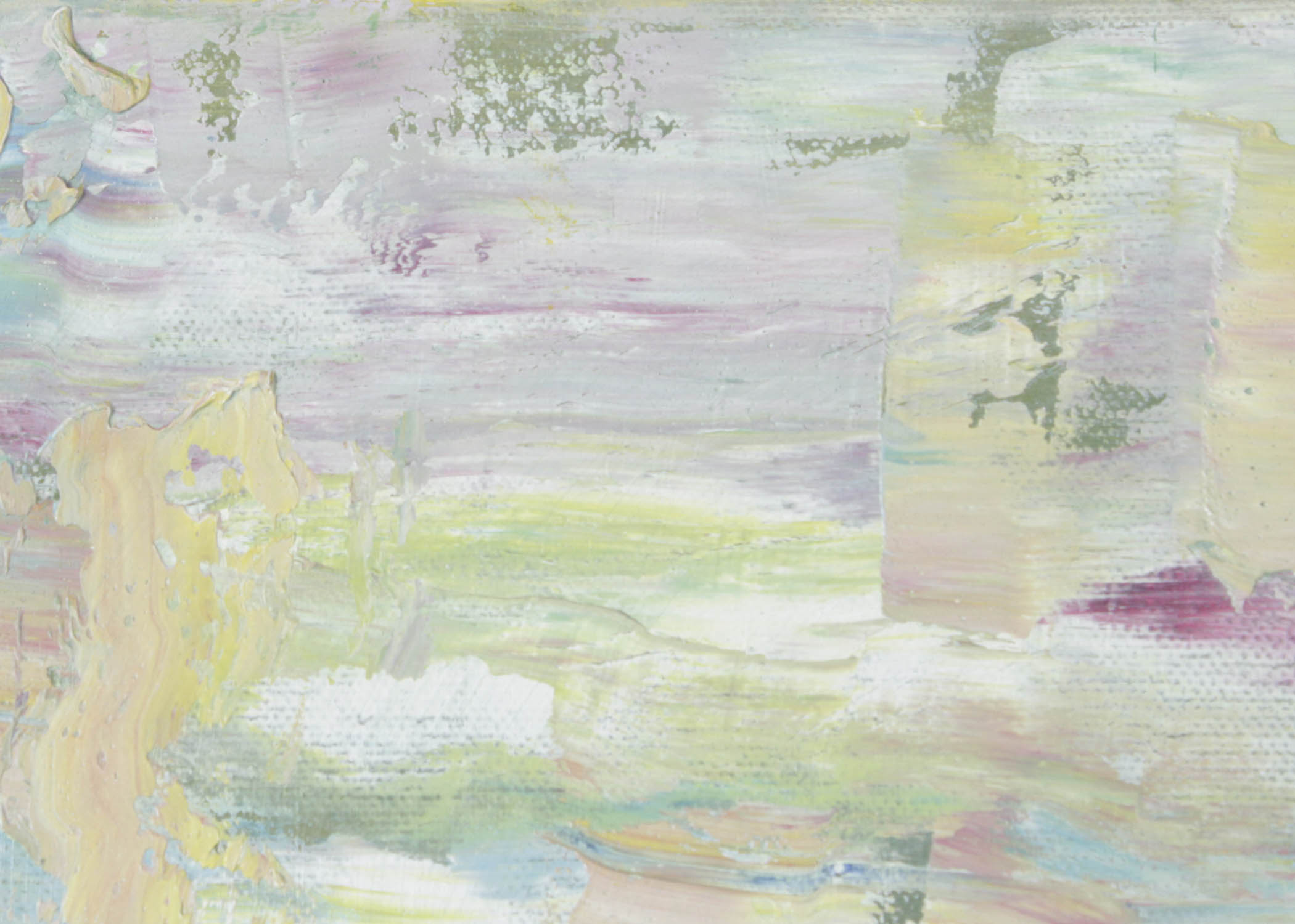Carol Weller Textured Oil on Canvas in Lime Green and Pinks