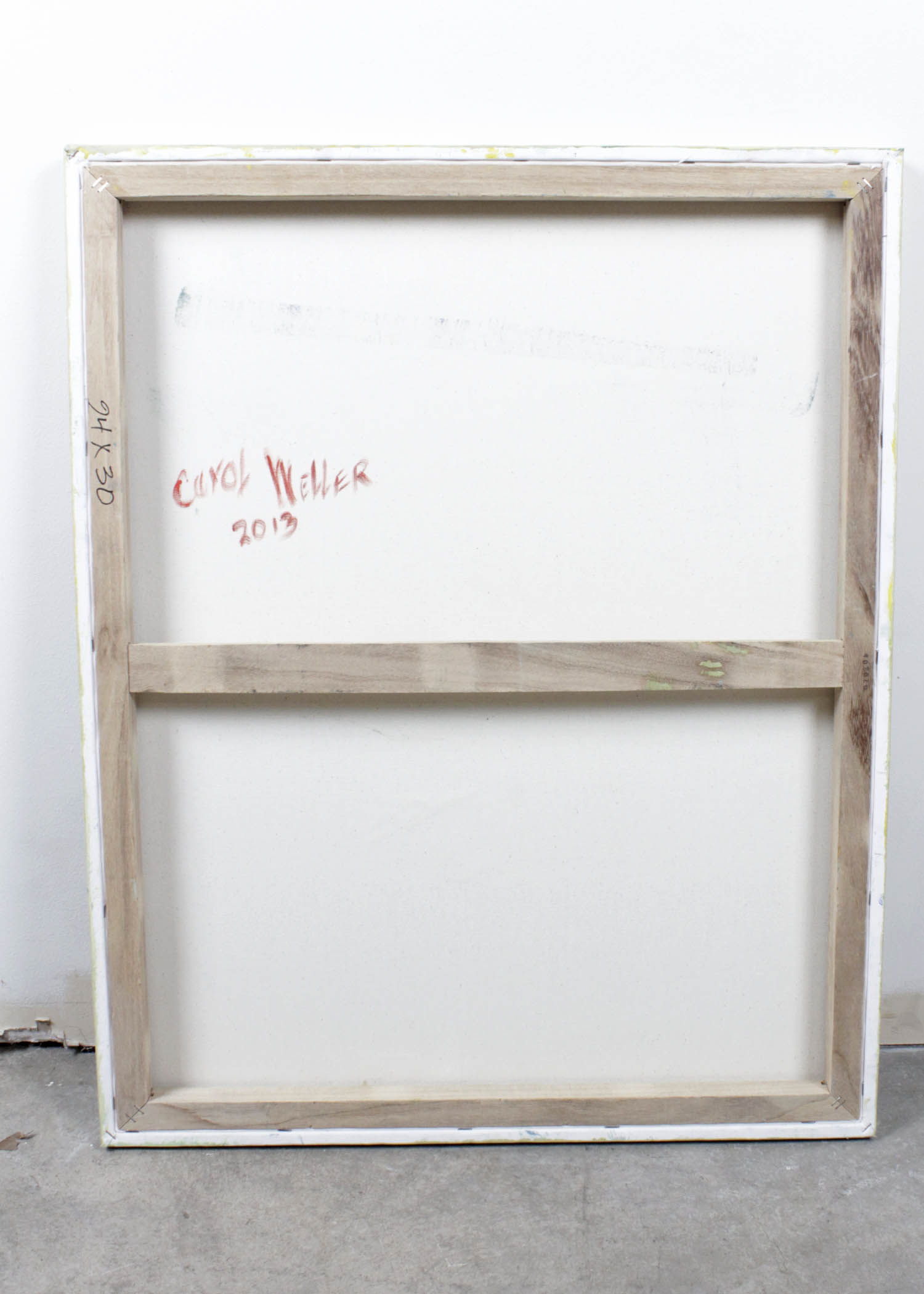 Carol Weller Textured Oil on Canvas in Lime Green and Pinks