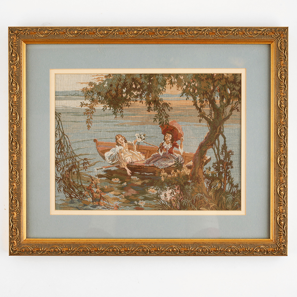 Framed Woven Waterscape Tapestry