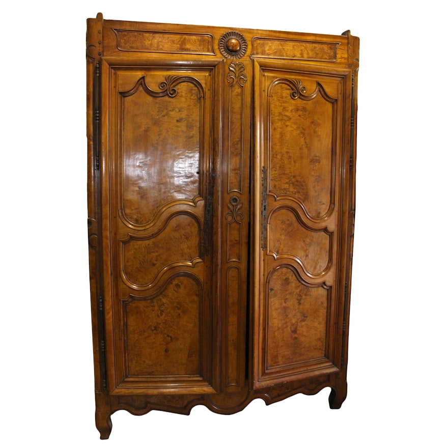 Antique French Provincial Style Walnut Armoire