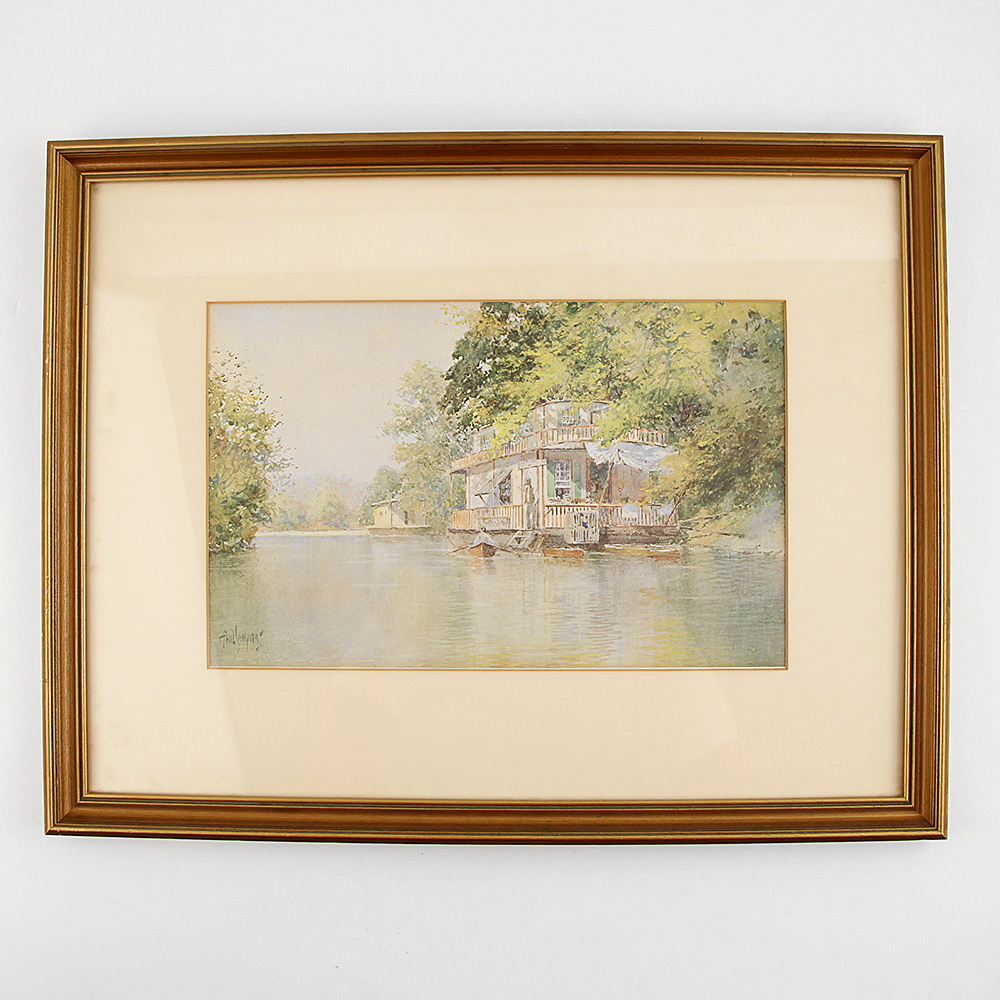 Framed Paul Sawyier Print "River Friends"