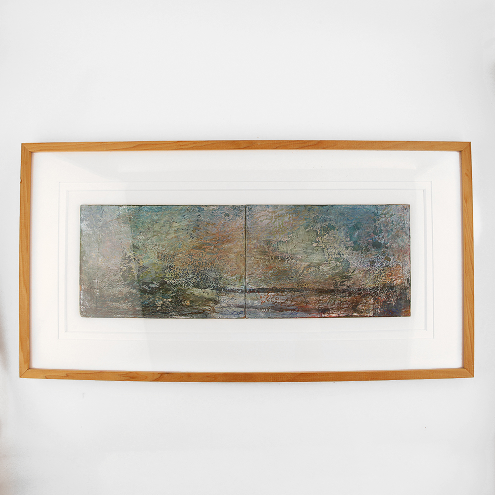 Artist Signed Oil Pastel on Masonite "Landscape at Dusk"