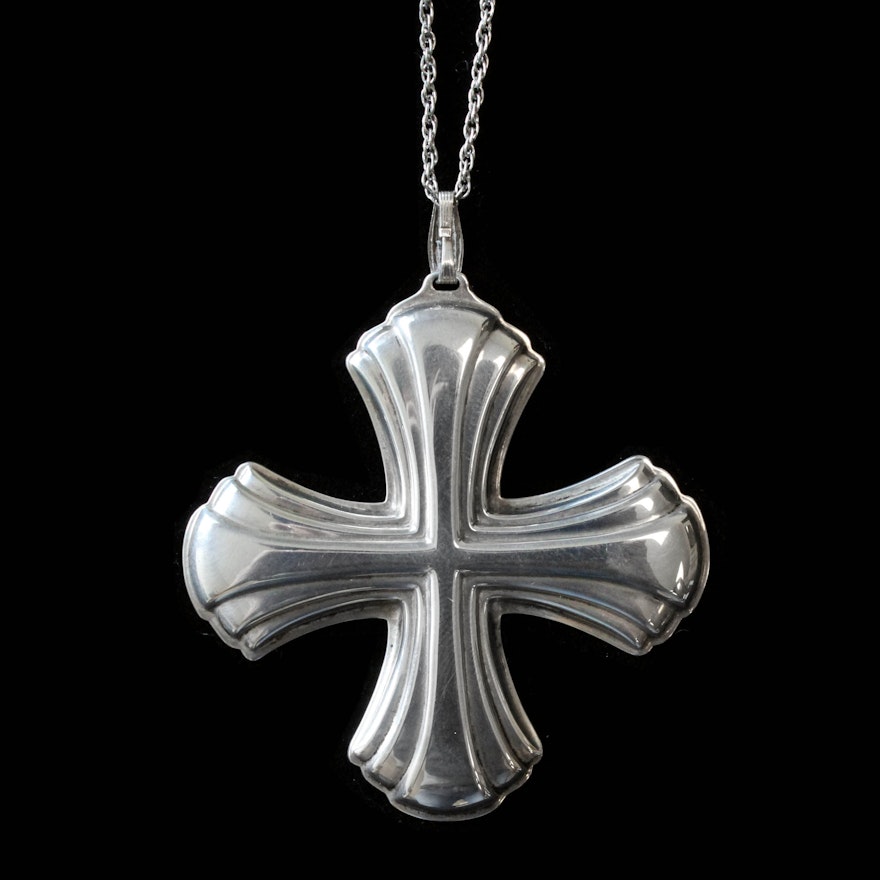 Reed & Barton "Christmas Cross" Sterling Silver Pendant and Necklace