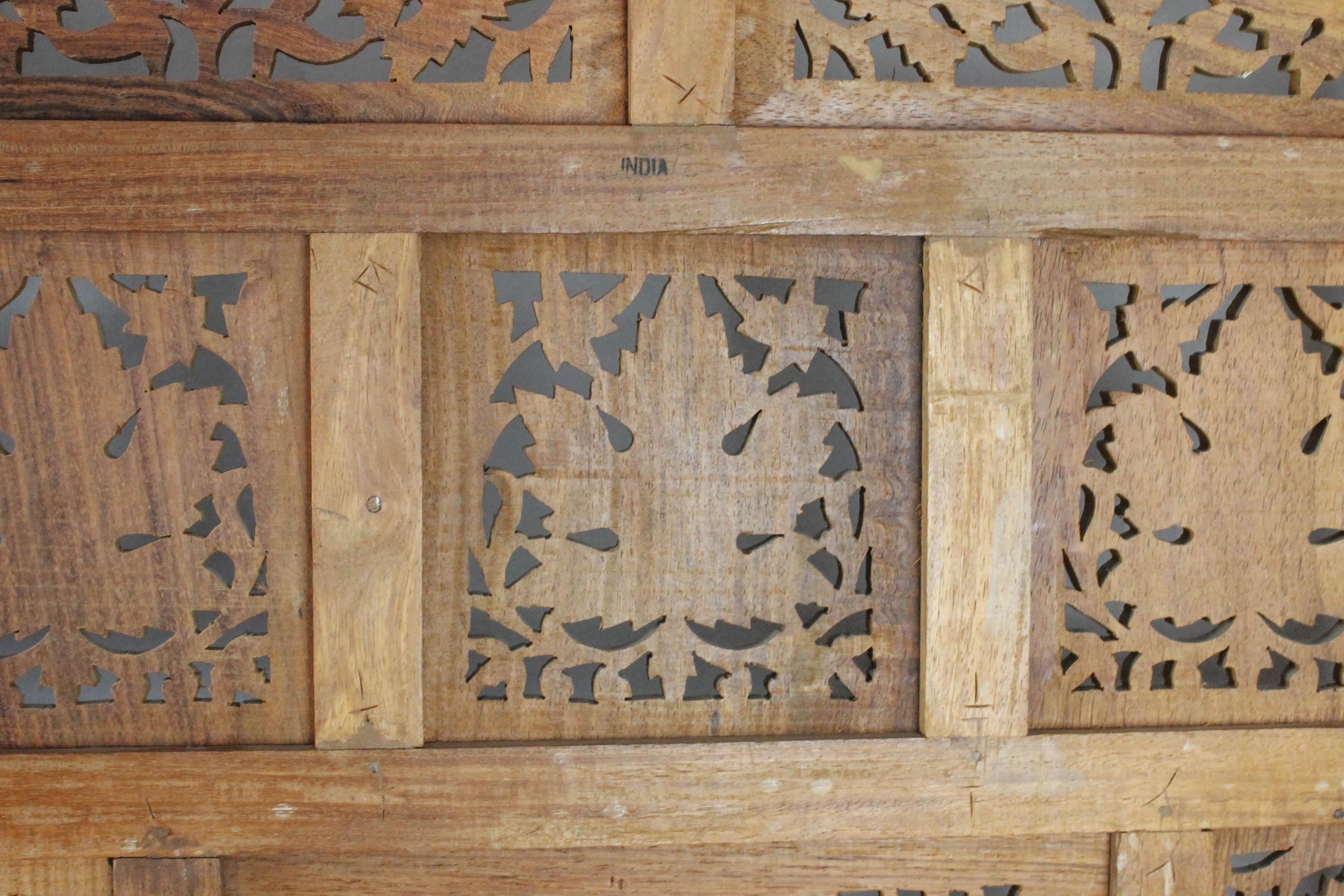 Indian Carved Wooden Folding Screen