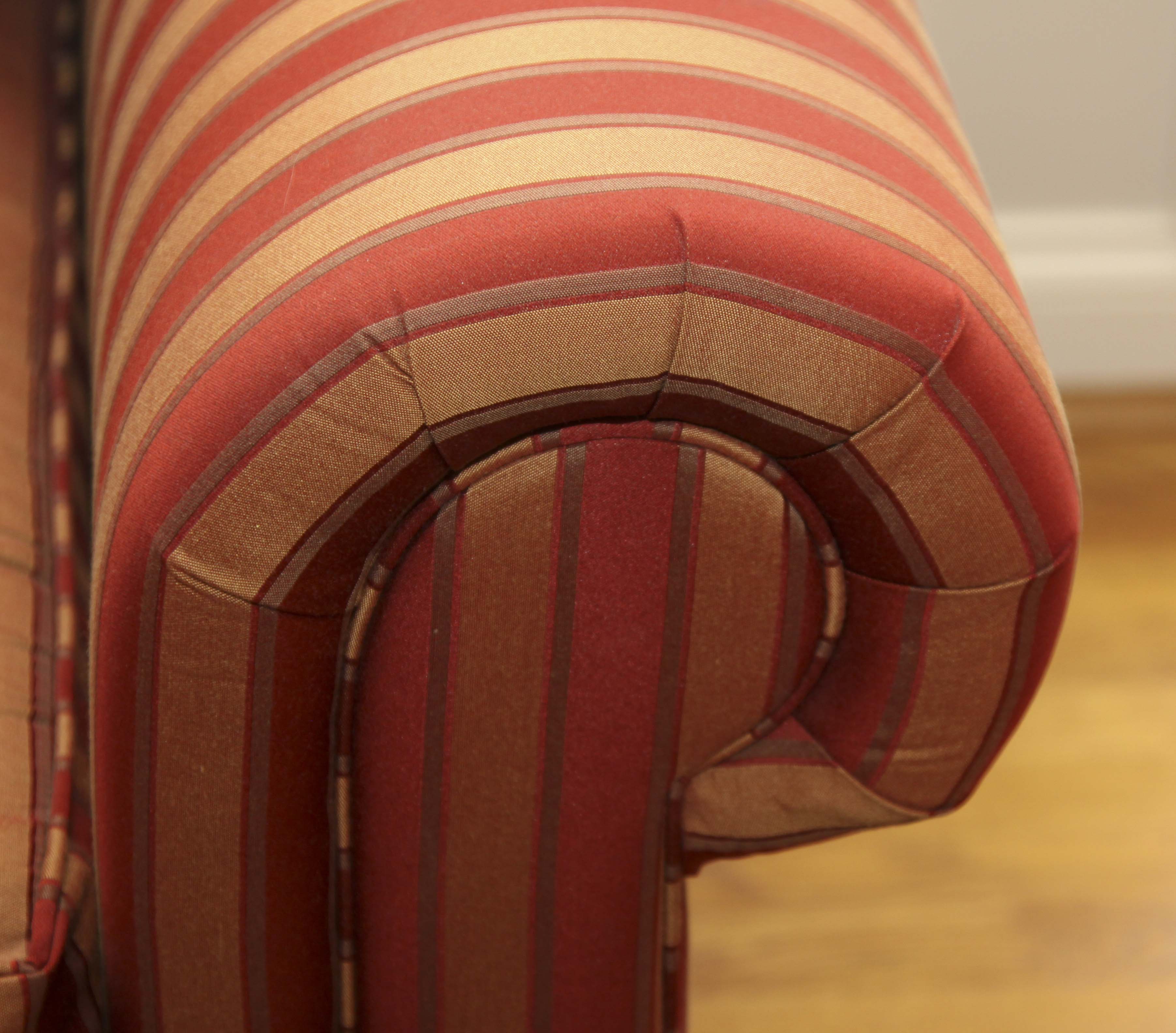 Henredon Red and Gold Striped Armchair