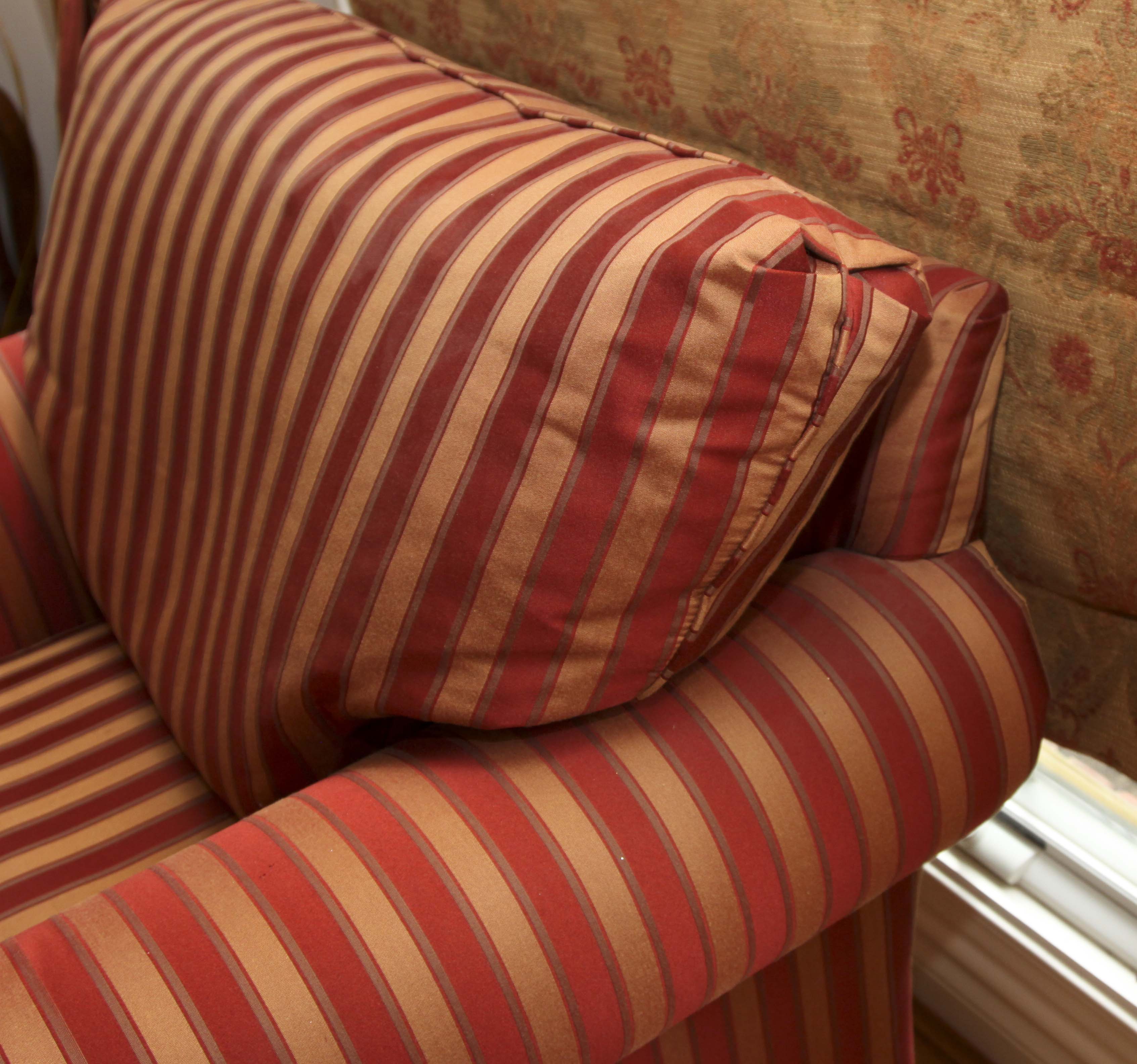 Henredon Red and Gold Striped Armchair