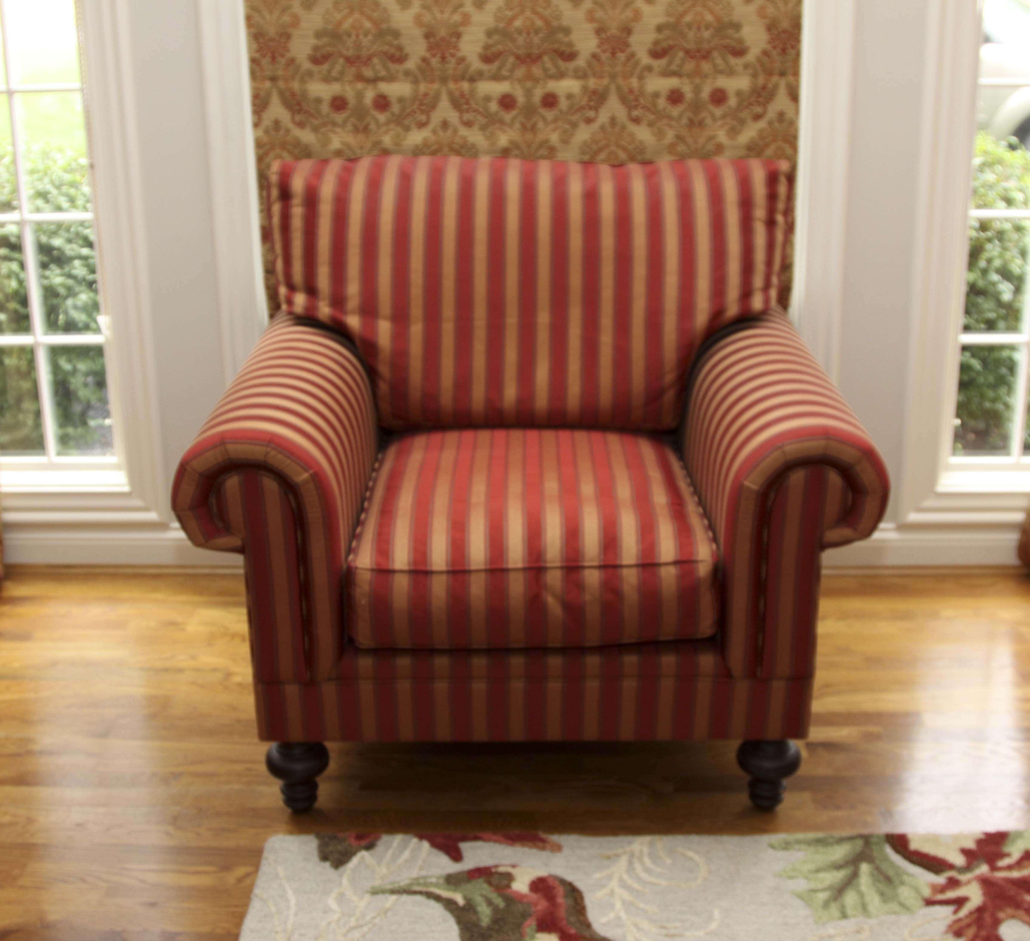 Henredon Red and Gold Striped Armchair