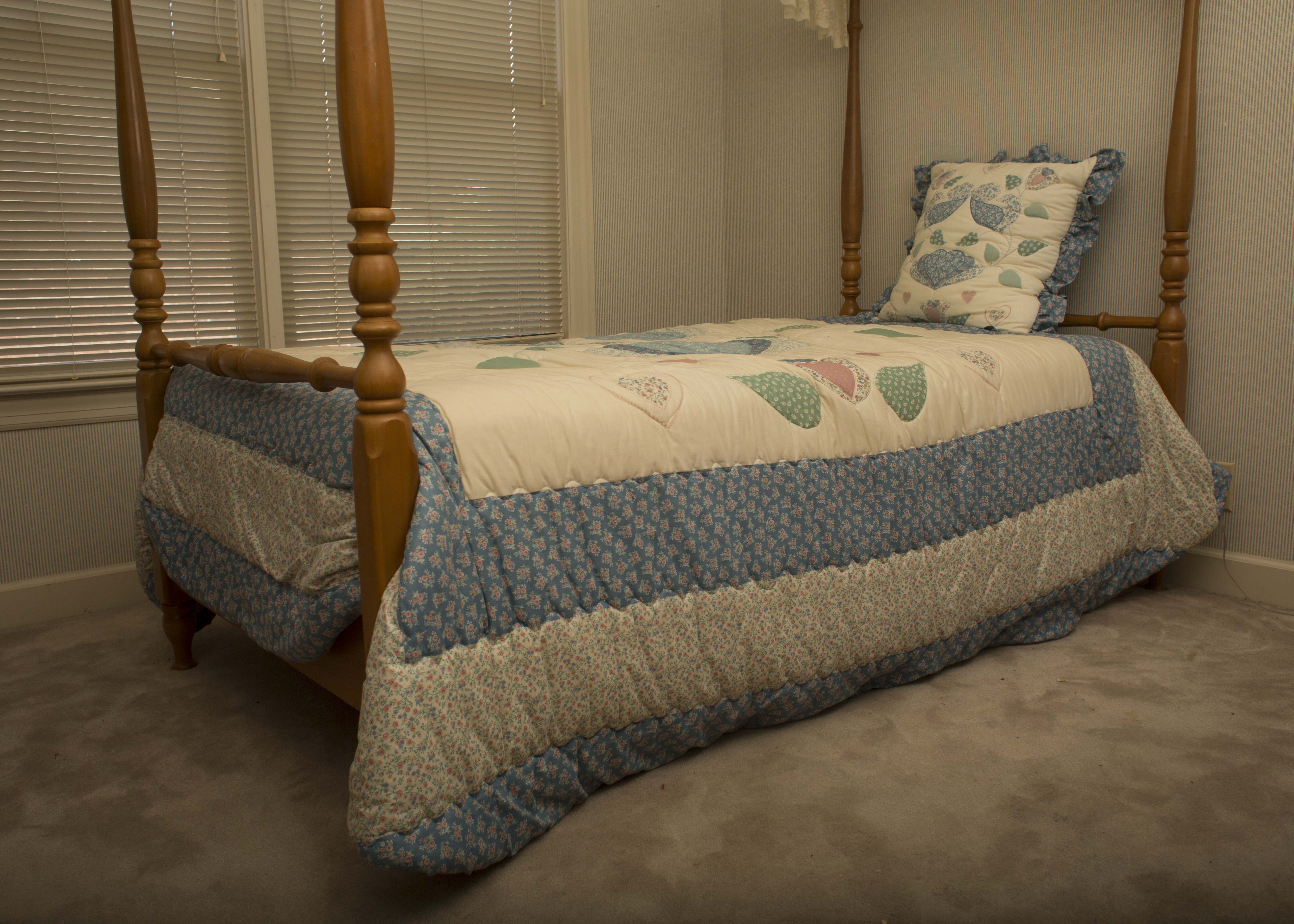 Vintage Twin Canopy Bed Frame