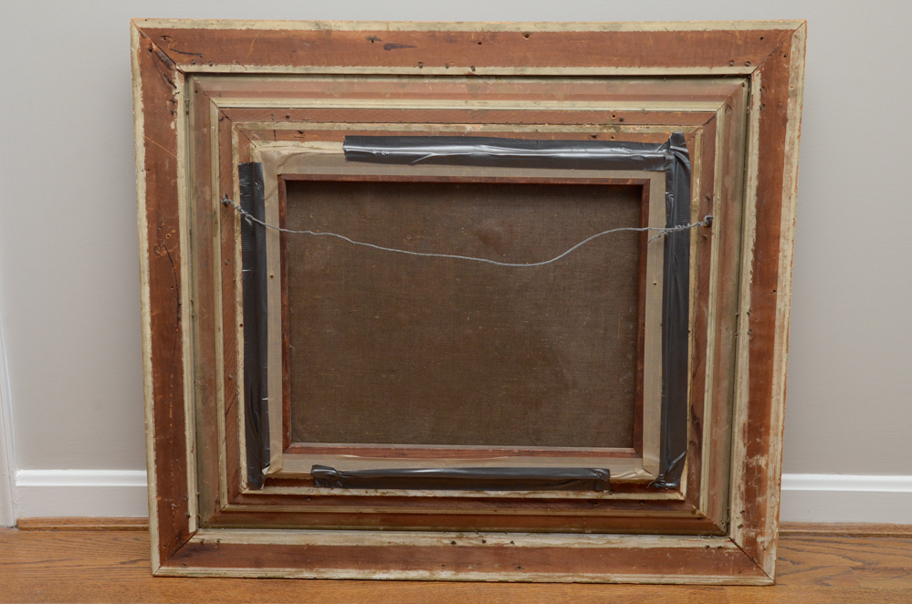 D. Amos Landscape Oil Painting in an Ornate Frame