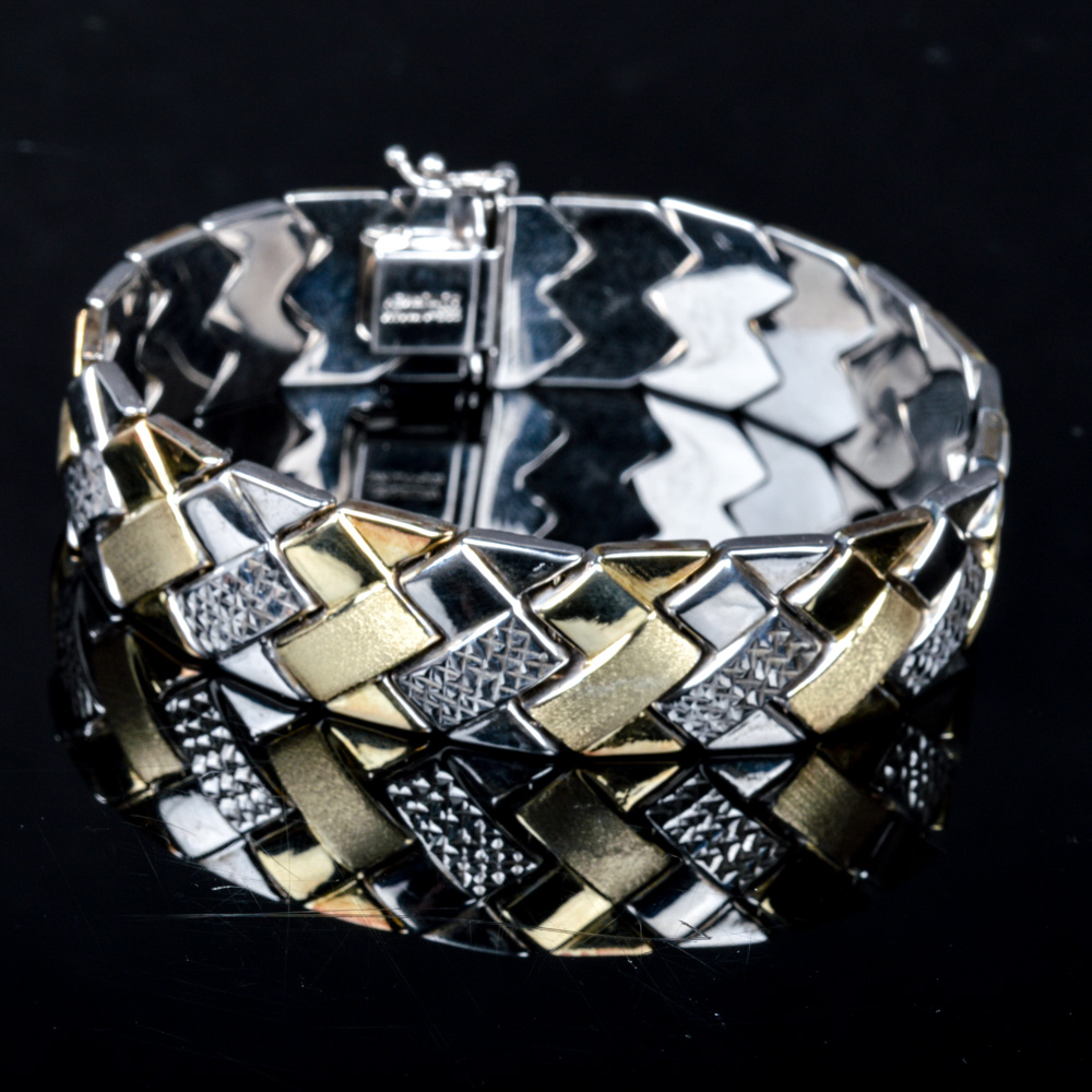 Sterling Silver Bracelet with 14K Gold Plating