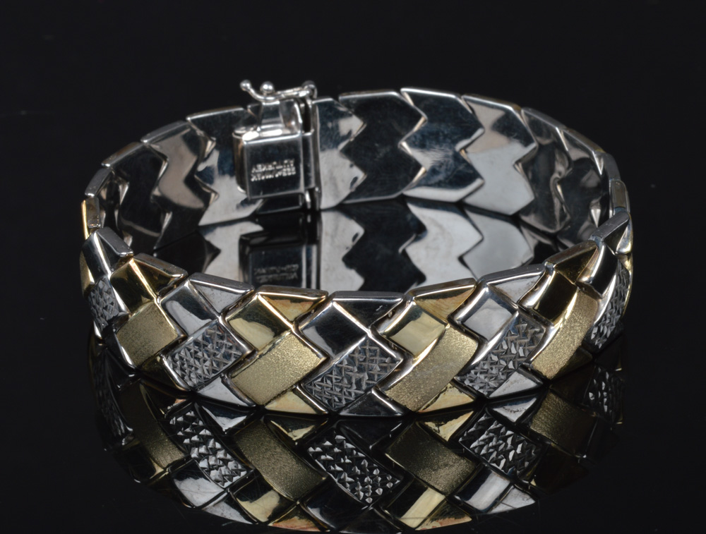 Sterling Silver Bracelet with 14K Gold Plating