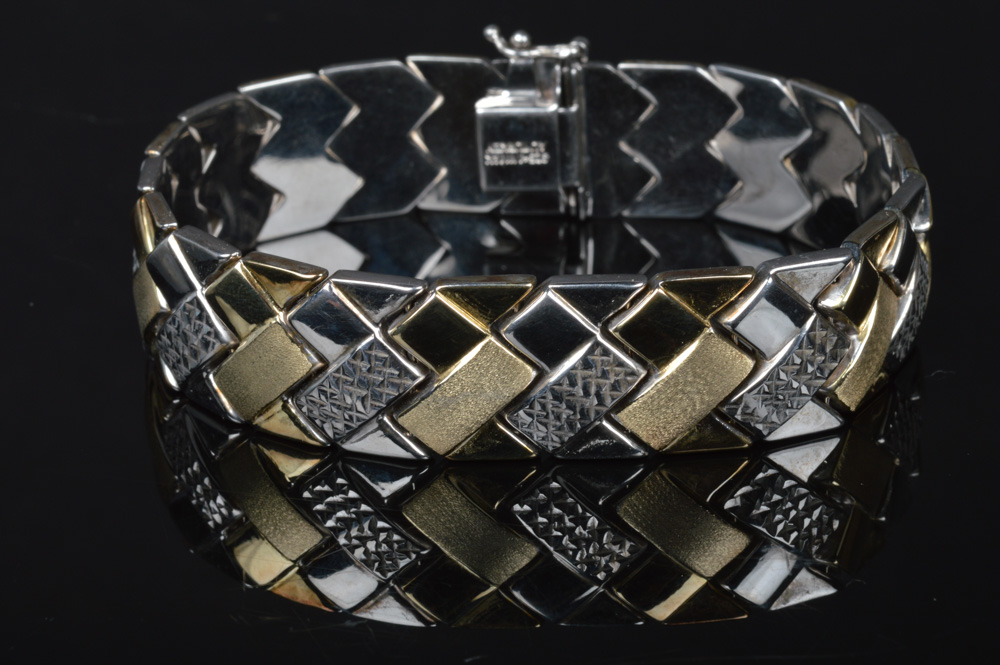 Sterling Silver Bracelet with 14K Gold Plating