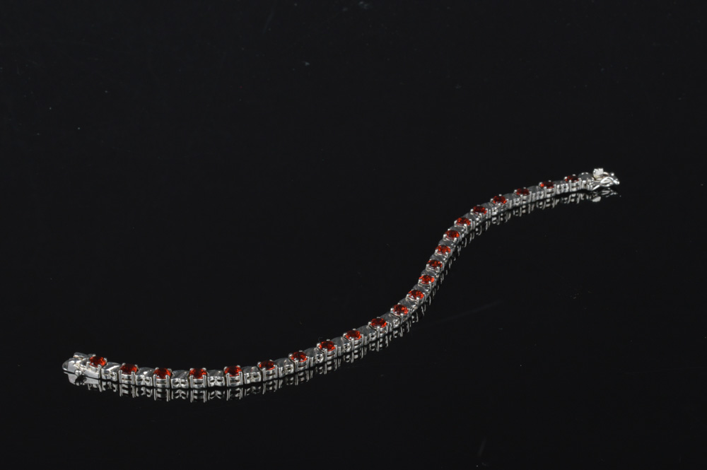 Sterling Silver Red Gemstone Bracelet