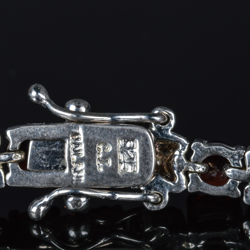 Sterling Silver Red Gemstone Bracelet