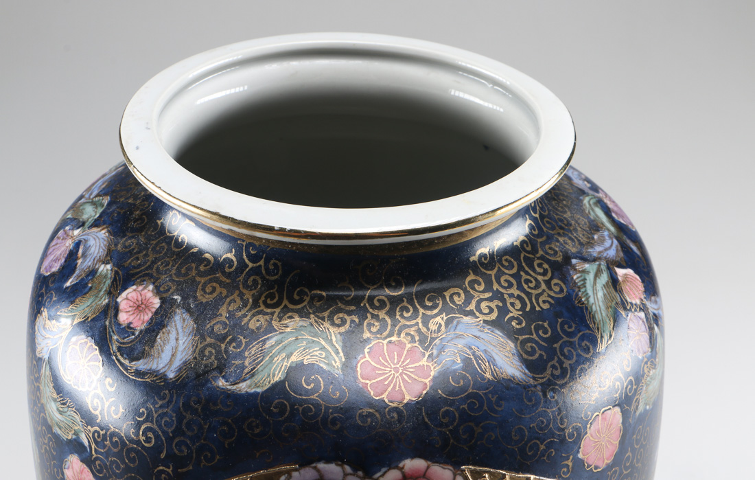 Pair Of Hand Painted East Asian Ceramic Vases