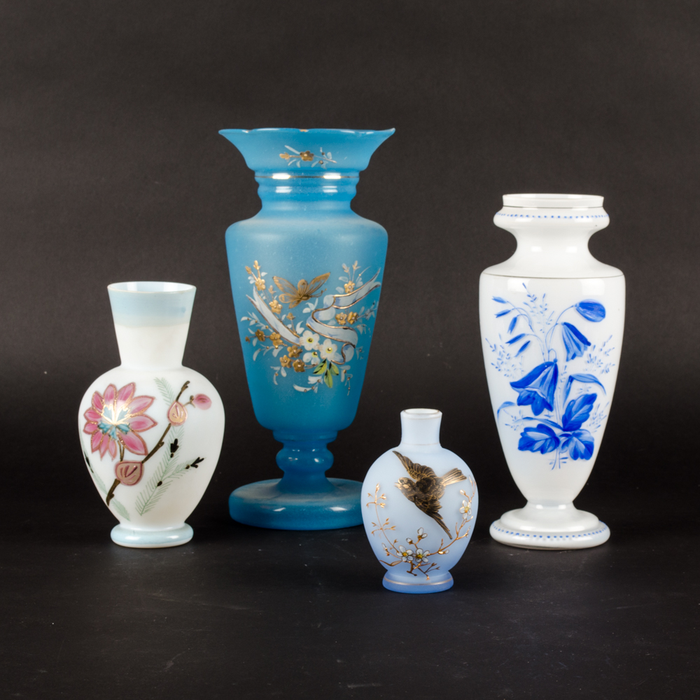 Antique Painted Bristol Vases